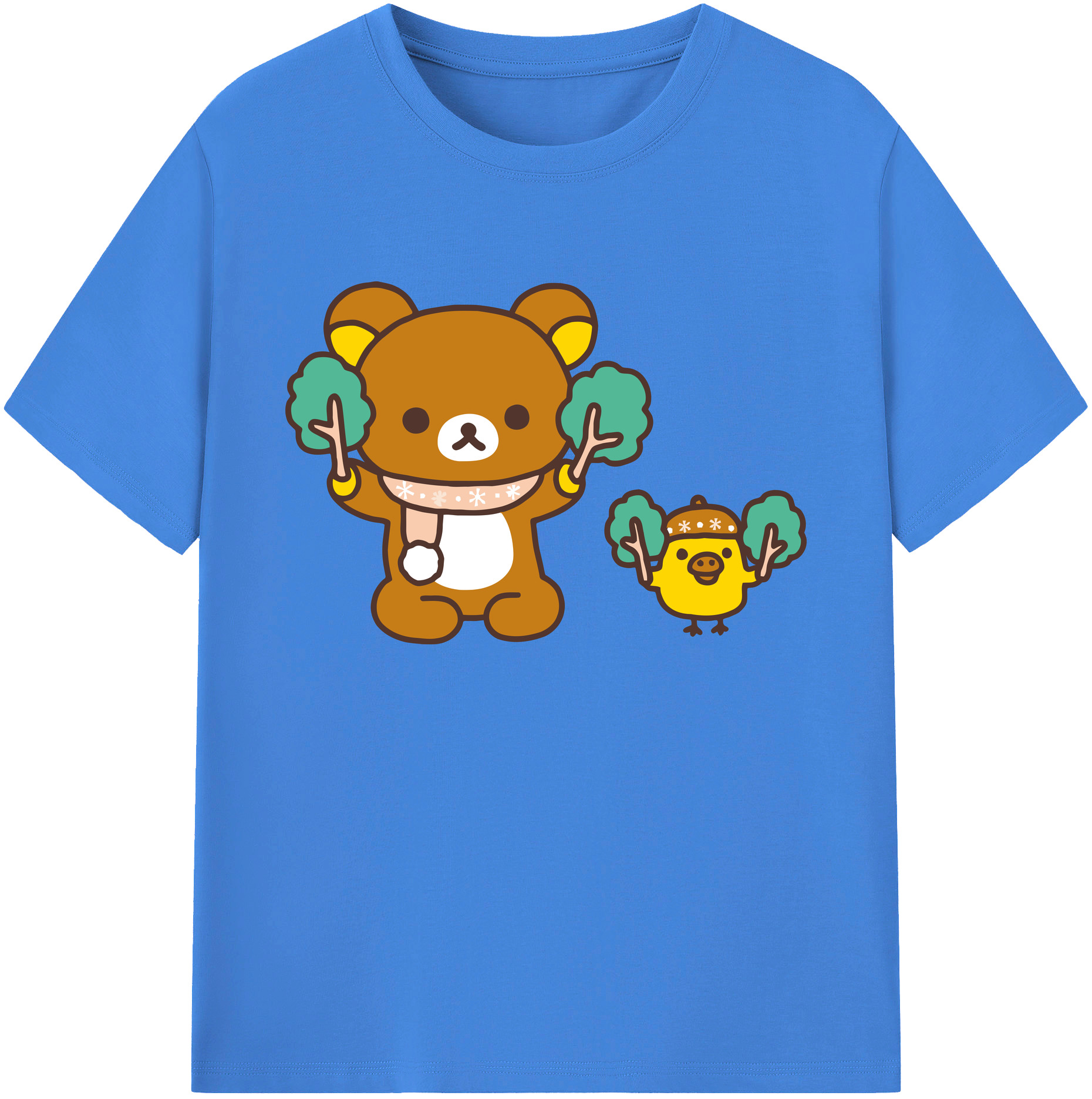 （画像用） リラックマ リラックマ キイロイトリ Rilakkuma Korilakkuma Kiiroitori 綿100％ メンズ半袖Tシャツ｜肌触りやわらか＆通気性