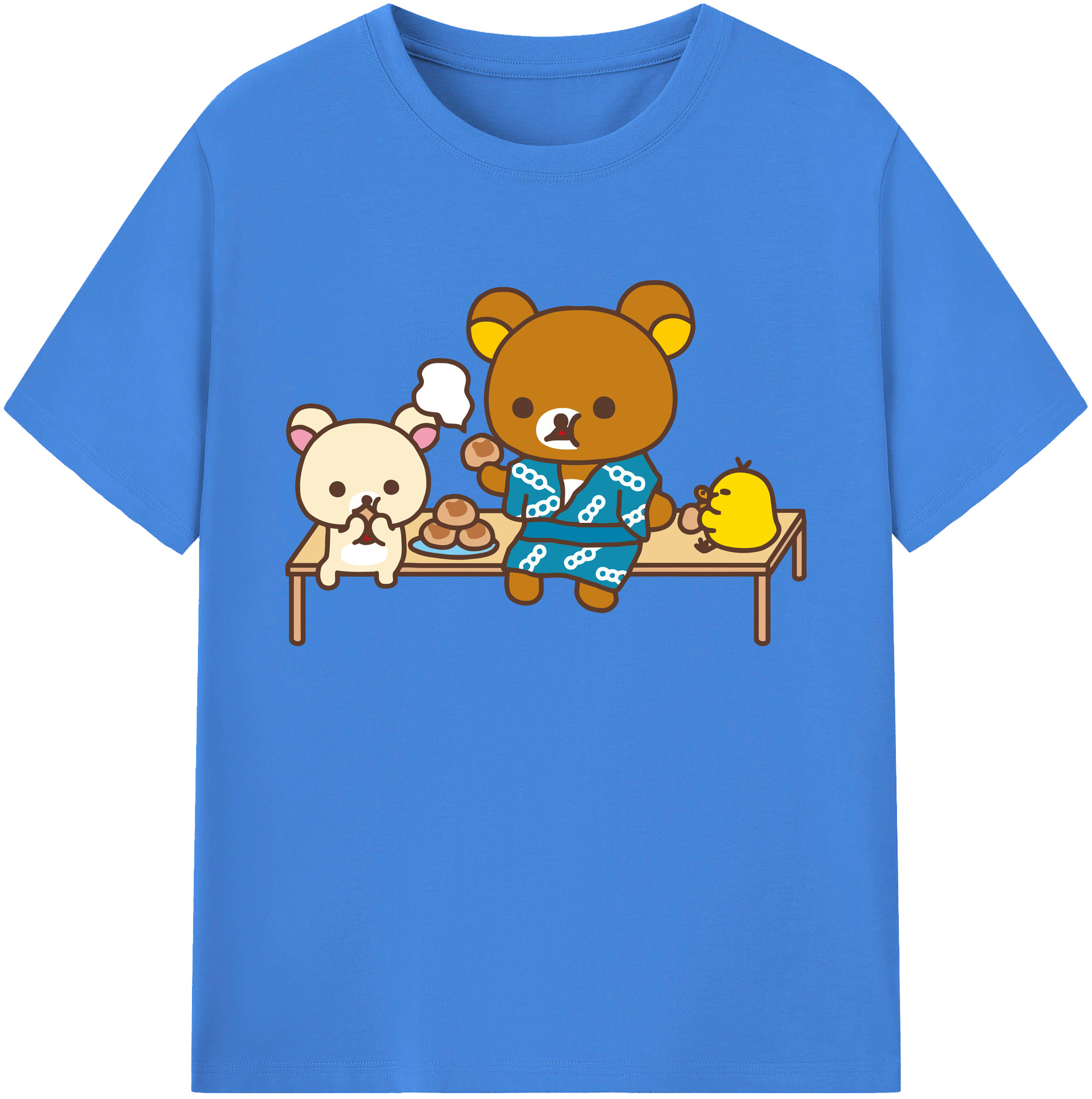（画像用） リラックマ リラックマ キイロイトリ Rilakkuma Korilakkuma Kiiroitori 綿100％ メンズ半袖Tシャツ｜肌触りやわらか＆通気性