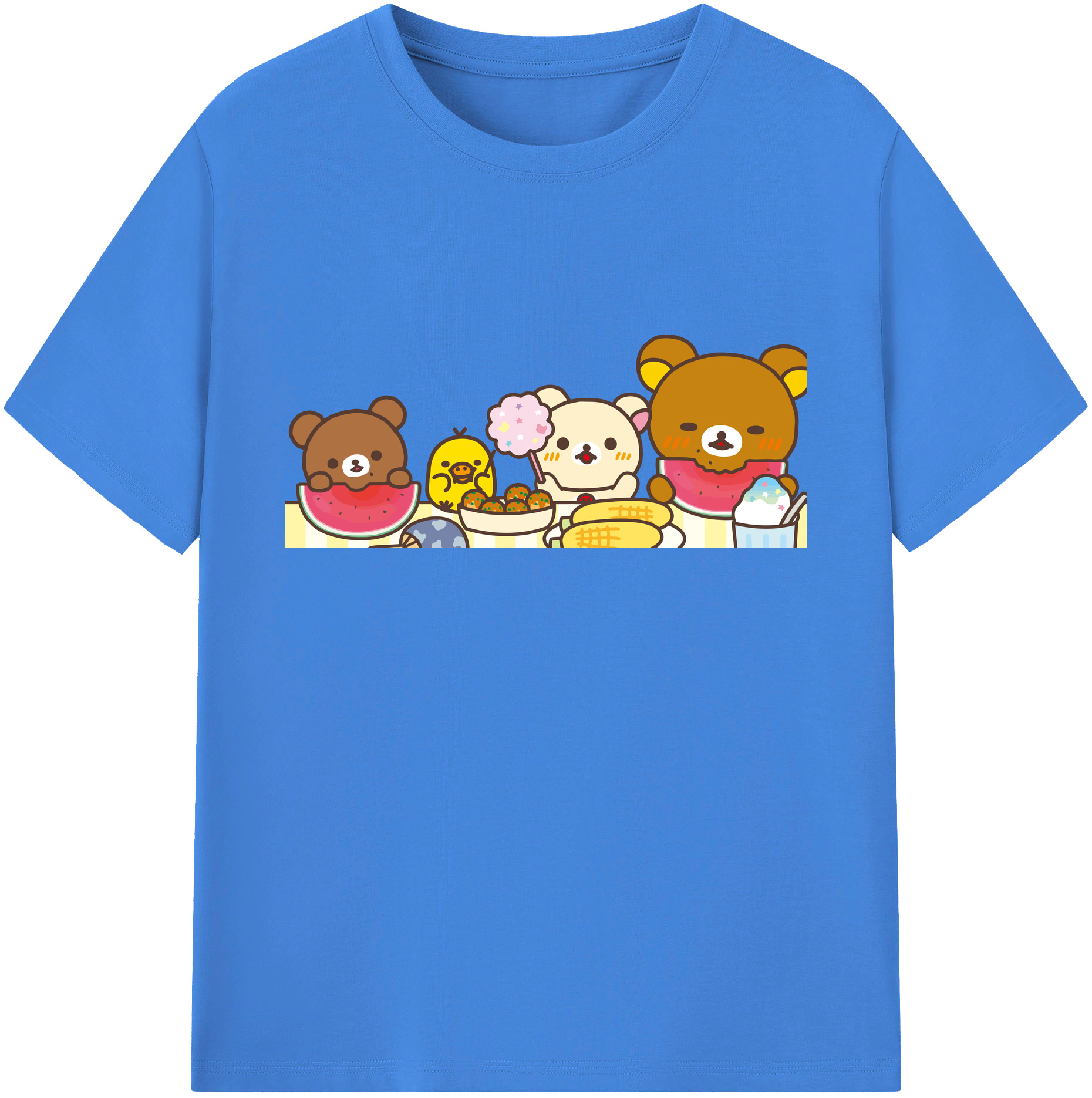 （画像用） リラックマ リラックマ キイロイトリ Rilakkuma Korilakkuma Kiiroitori 綿100％ メンズ半袖Tシャツ｜肌触りやわらか＆通気性