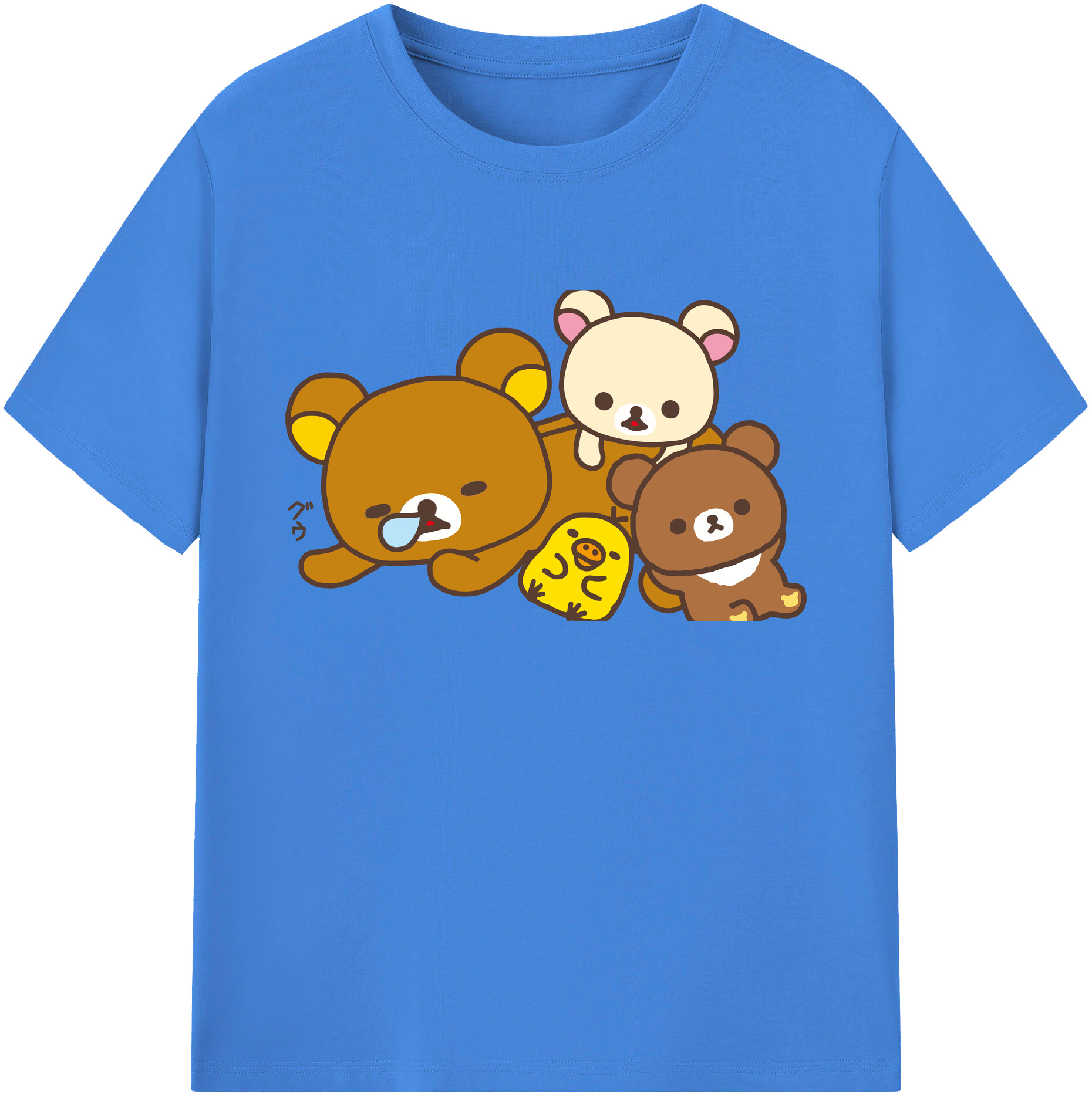 （画像用） リラックマ リラックマ キイロイトリ Rilakkuma Korilakkuma Kiiroitori 綿100％ メンズ半袖Tシャツ｜肌触りやわらか＆通気性