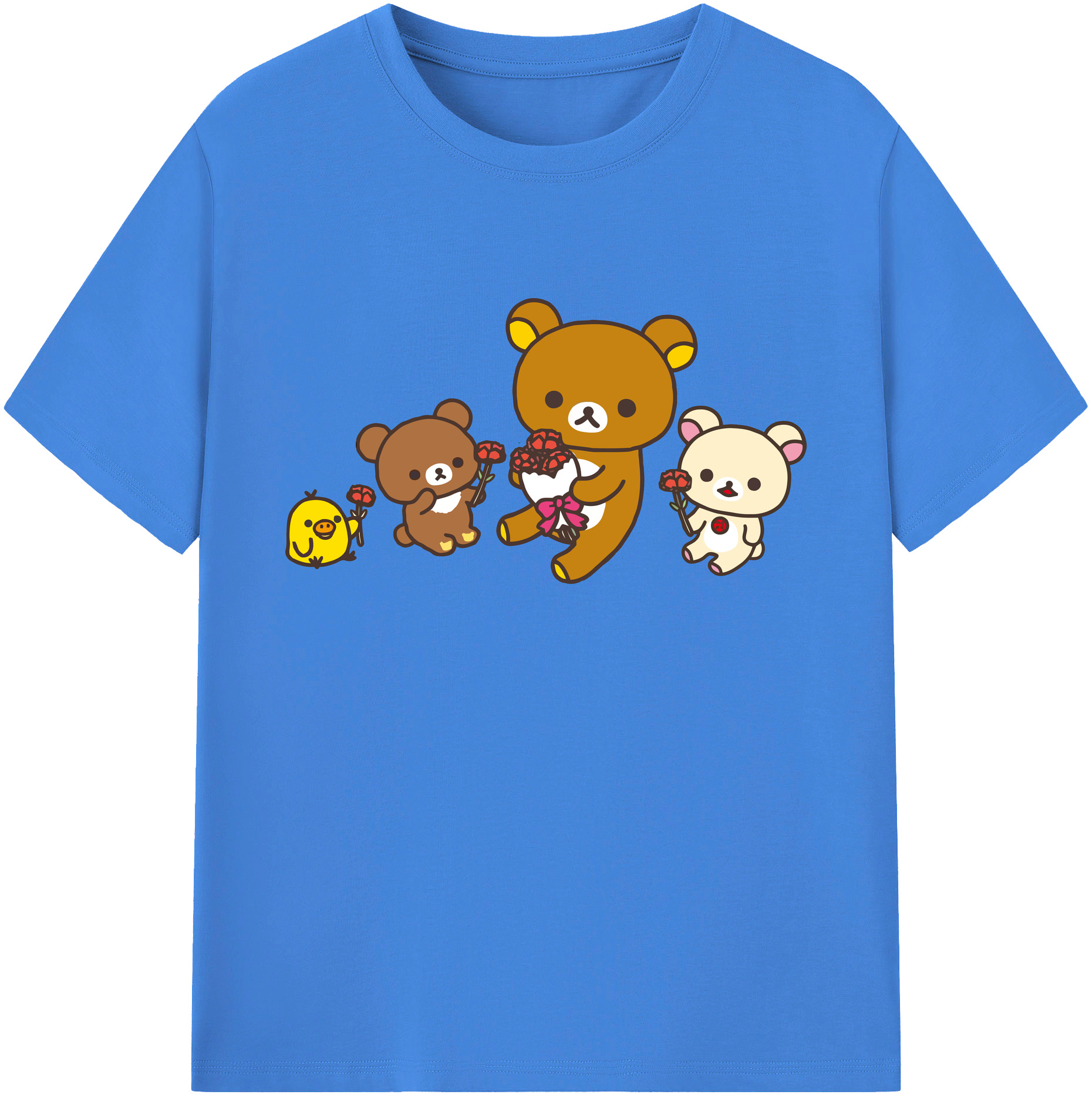 （画像用） リラックマ リラックマ キイロイトリ Rilakkuma Korilakkuma Kiiroitori 綿100％ メンズ半袖Tシャツ｜肌触りやわらか＆通気性