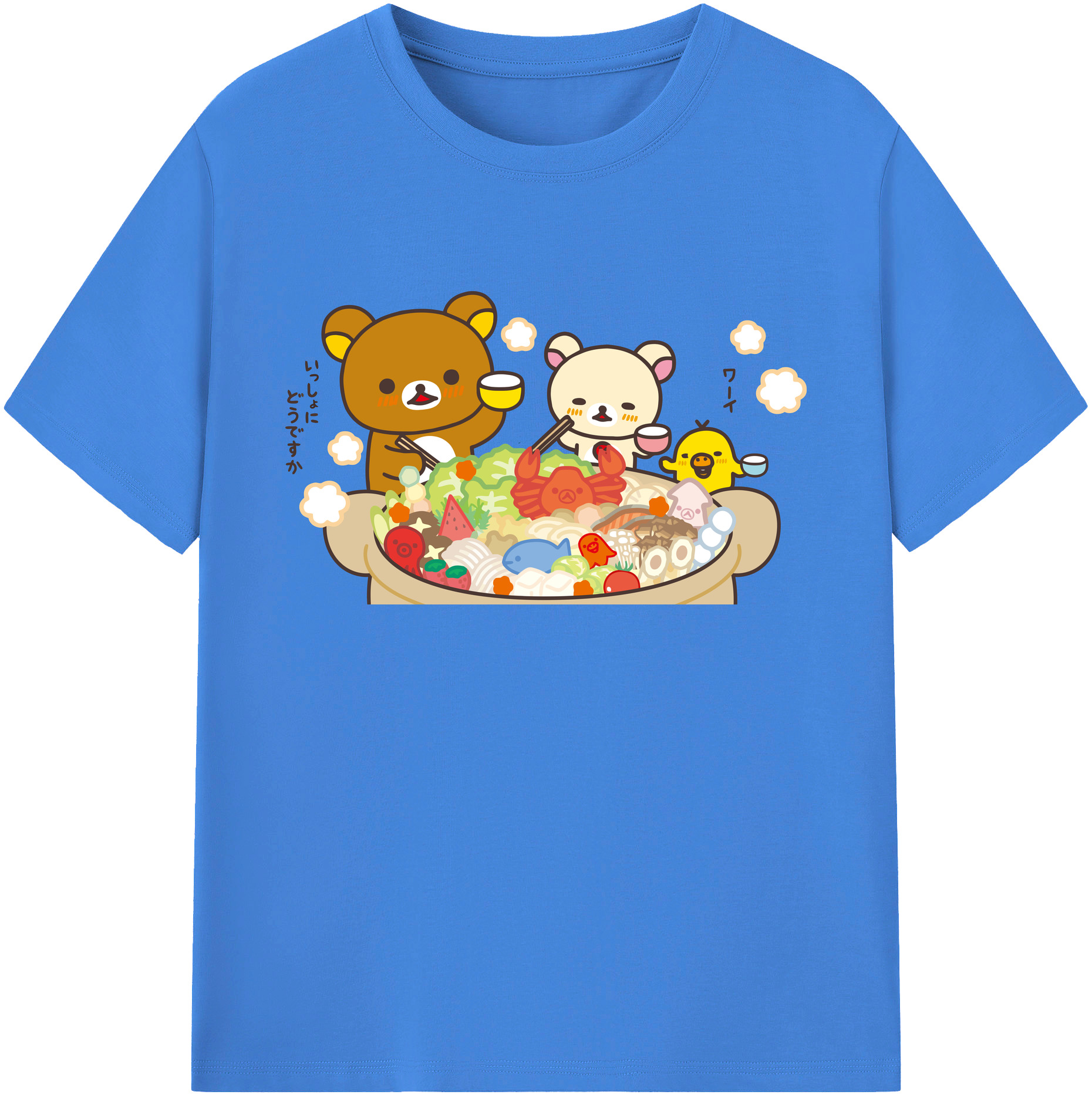 （画像用） リラックマ リラックマ キイロイトリ Rilakkuma Korilakkuma Kiiroitori 綿100％ メンズ半袖Tシャツ｜肌触りやわらか＆通気性