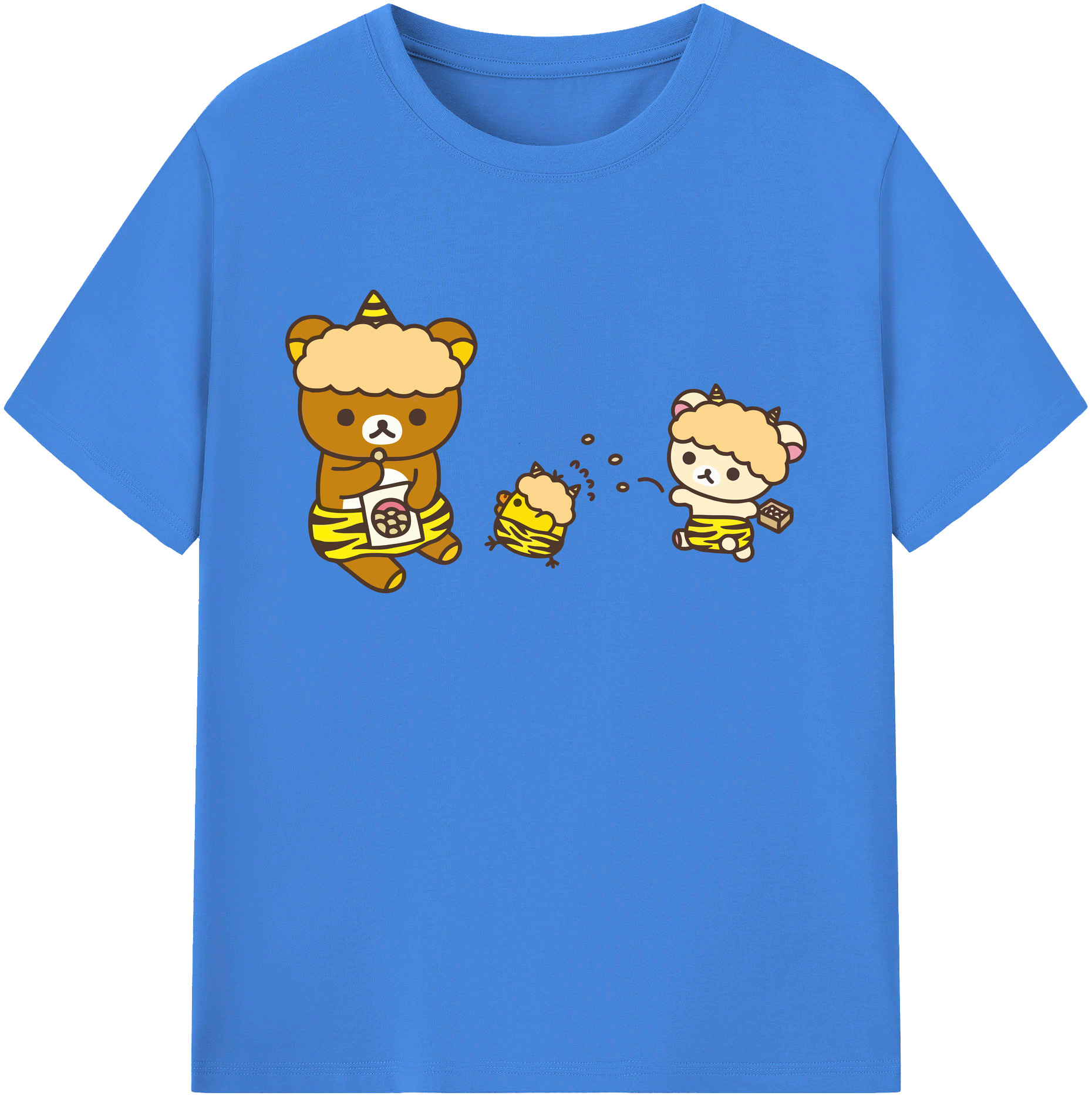 （画像用） リラックマ リラックマ キイロイトリ Rilakkuma Korilakkuma Kiiroitori 綿100％ メンズ半袖Tシャツ｜肌触りやわらか＆通気性