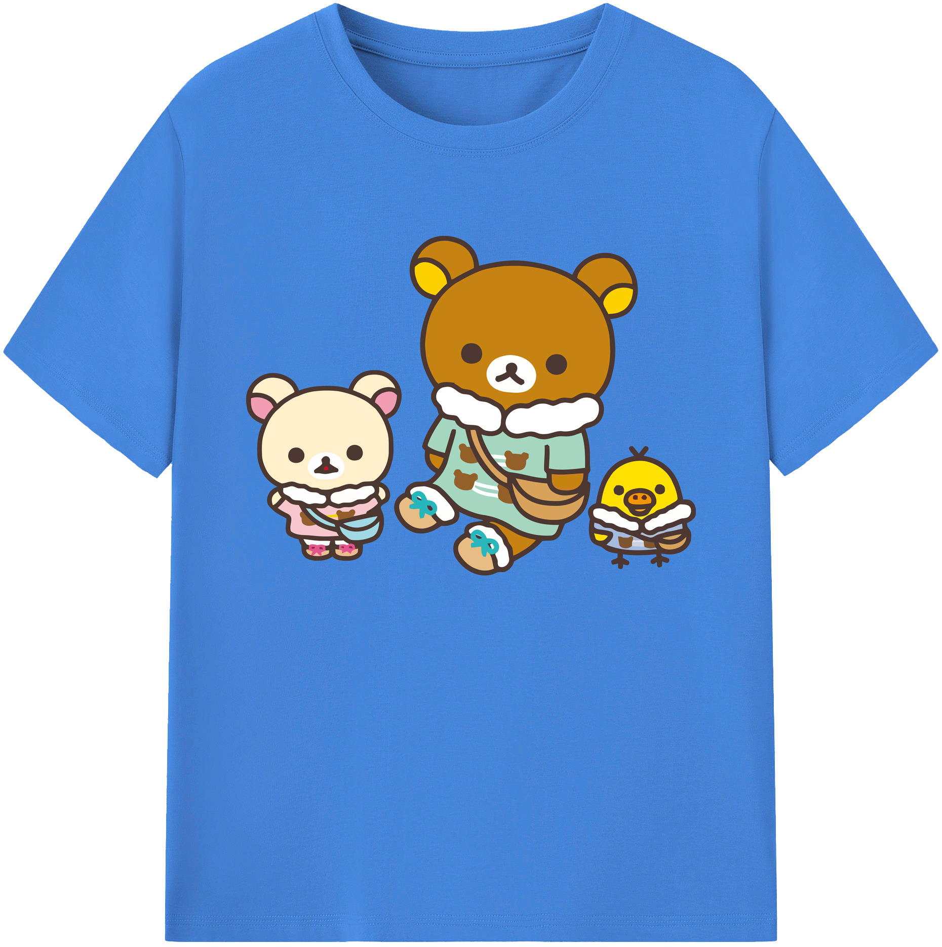 （画像用） リラックマ リラックマ キイロイトリ Rilakkuma Korilakkuma Kiiroitori 綿100％ メンズ半袖Tシャツ｜肌触りやわらか＆通気性