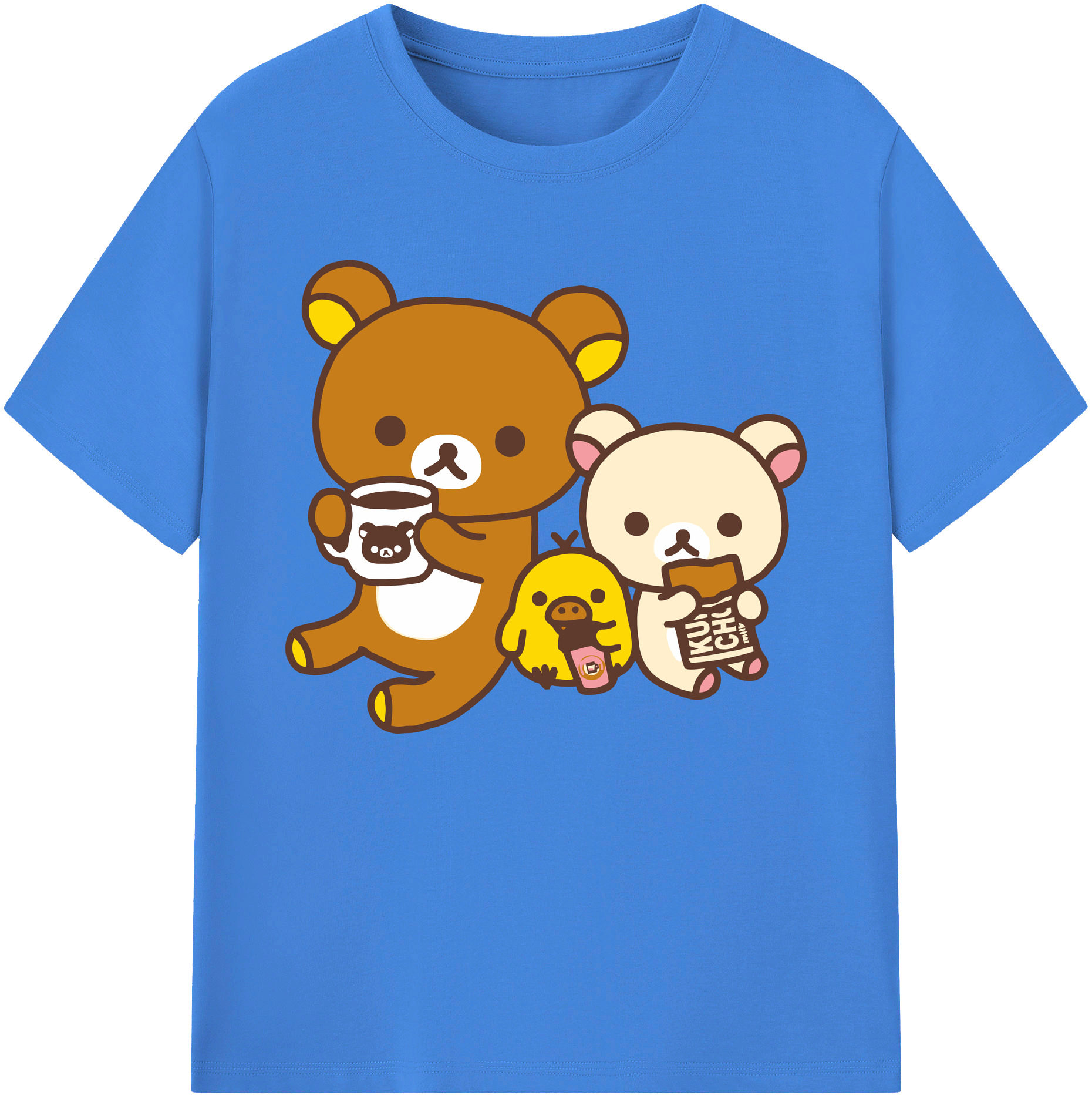 （画像用） リラックマ リラックマ キイロイトリ Rilakkuma Korilakkuma Kiiroitori 綿100％ メンズ半袖Tシャツ｜肌触りやわらか＆通気性