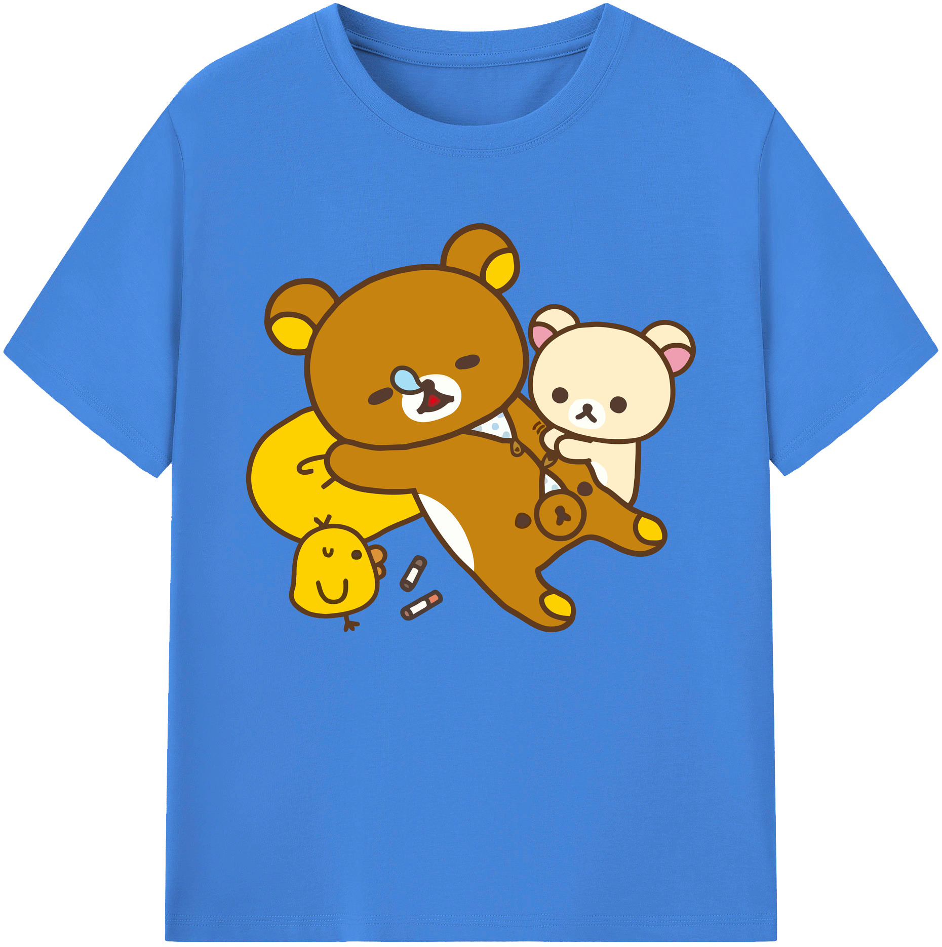 （画像用） リラックマ リラックマ キイロイトリ Rilakkuma Korilakkuma Kiiroitori 綿100％ メンズ半袖Tシャツ｜肌触りやわらか＆通気性