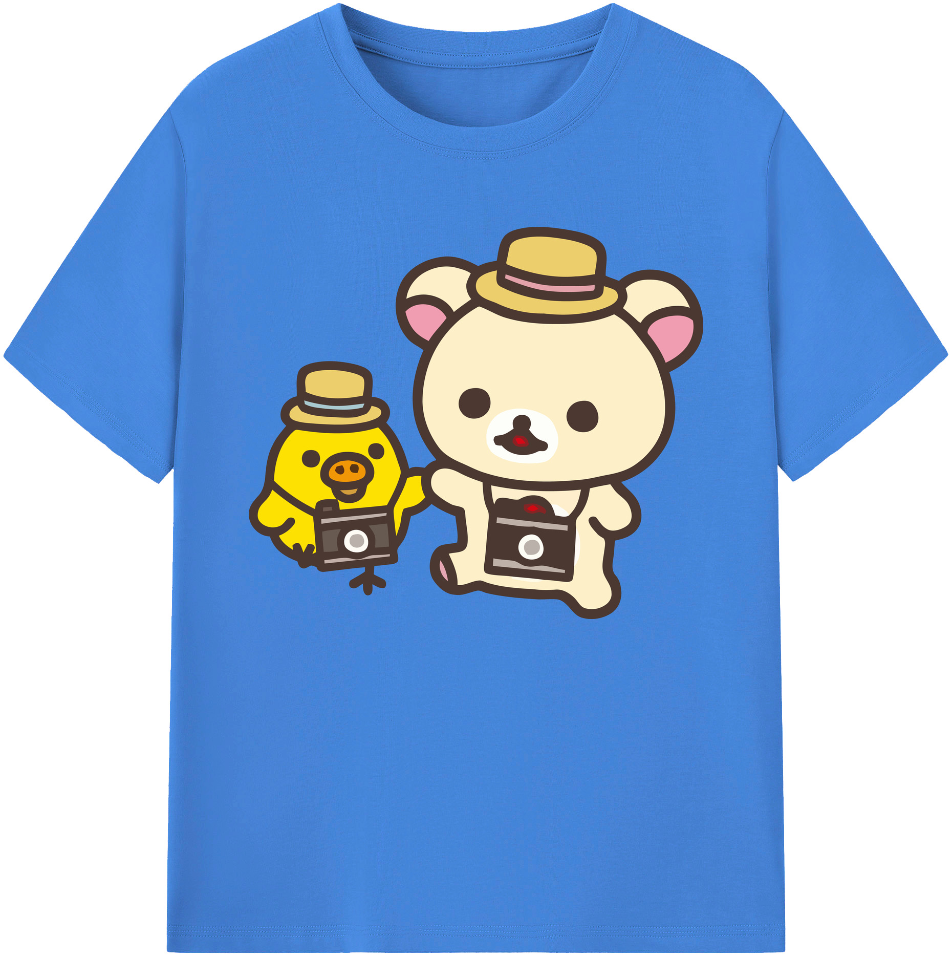 （画像用） リラックマ リラックマ キイロイトリ Rilakkuma Korilakkuma Kiiroitori 綿100％ メンズ半袖Tシャツ｜肌触りやわらか＆通気性
