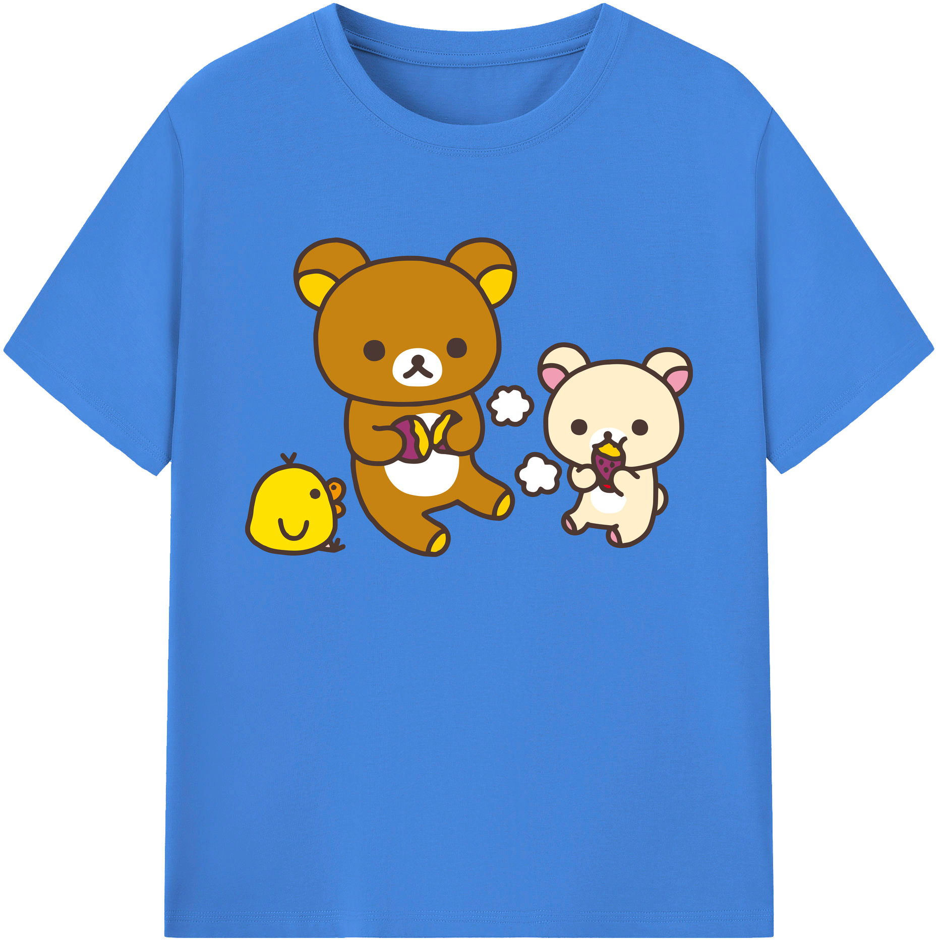 （画像用） リラックマ リラックマ キイロイトリ Rilakkuma Korilakkuma Kiiroitori 綿100％ メンズ半袖Tシャツ｜肌触りやわらか＆通気性