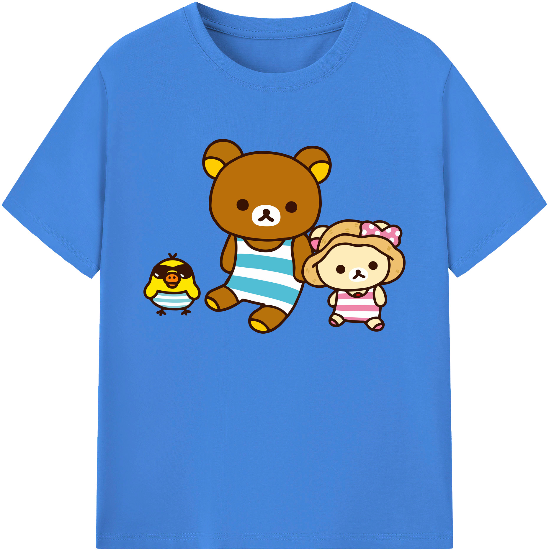 （画像用） リラックマ リラックマ キイロイトリ Rilakkuma Korilakkuma Kiiroitori 綿100％ メンズ半袖Tシャツ｜肌触りやわらか＆通気性