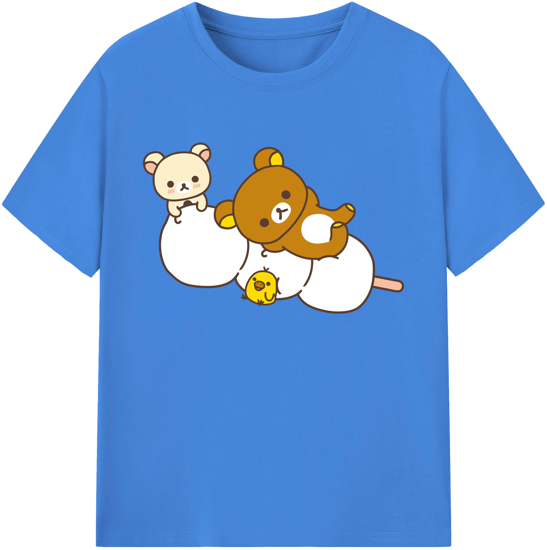 （画像用） リラックマ リラックマ キイロイトリ Rilakkuma Korilakkuma Kiiroitori 綿100％ メンズ半袖Tシャツ｜肌触りやわらか＆通気性