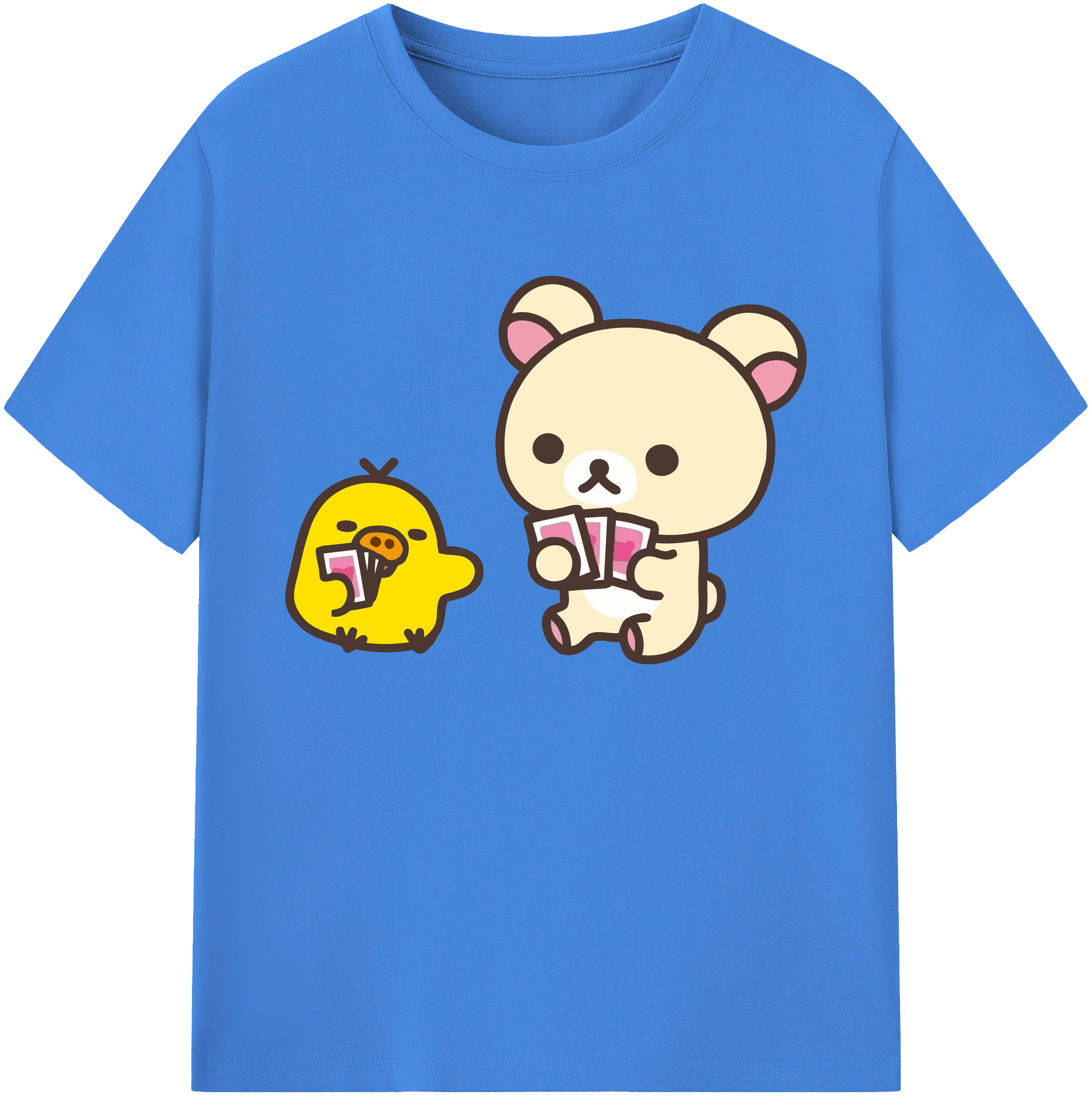 （画像用） リラックマ リラックマ キイロイトリ Rilakkuma Korilakkuma Kiiroitori 綿100％ メンズ半袖Tシャツ｜肌触りやわらか＆通気性