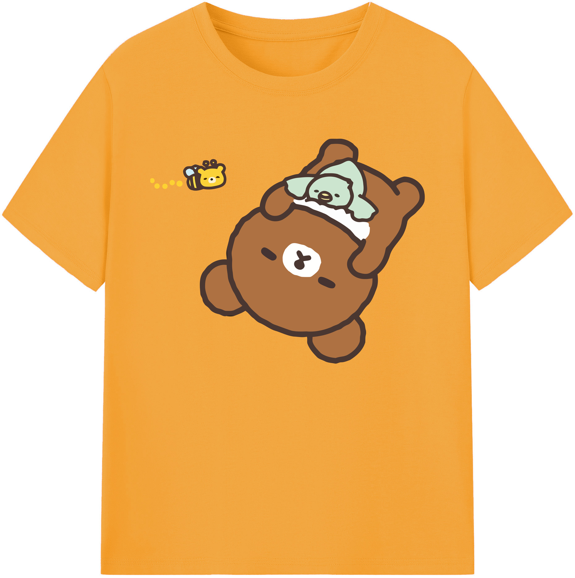 （画像用） リラックマ リラックマ キイロイトリ Rilakkuma Korilakkuma Kiiroitori 綿100％ メンズ半袖Tシャツ｜肌触りやわらか＆通気性