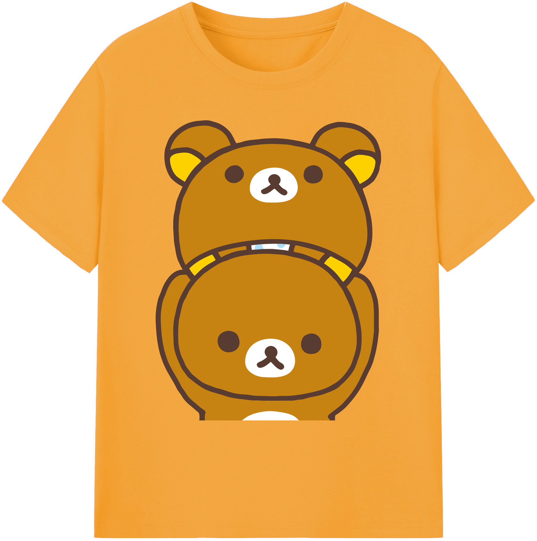 （画像用） リラックマ リラックマ キイロイトリ Rilakkuma Korilakkuma Kiiroitori 綿100％ メンズ半袖Tシャツ｜肌触りやわらか＆通気性