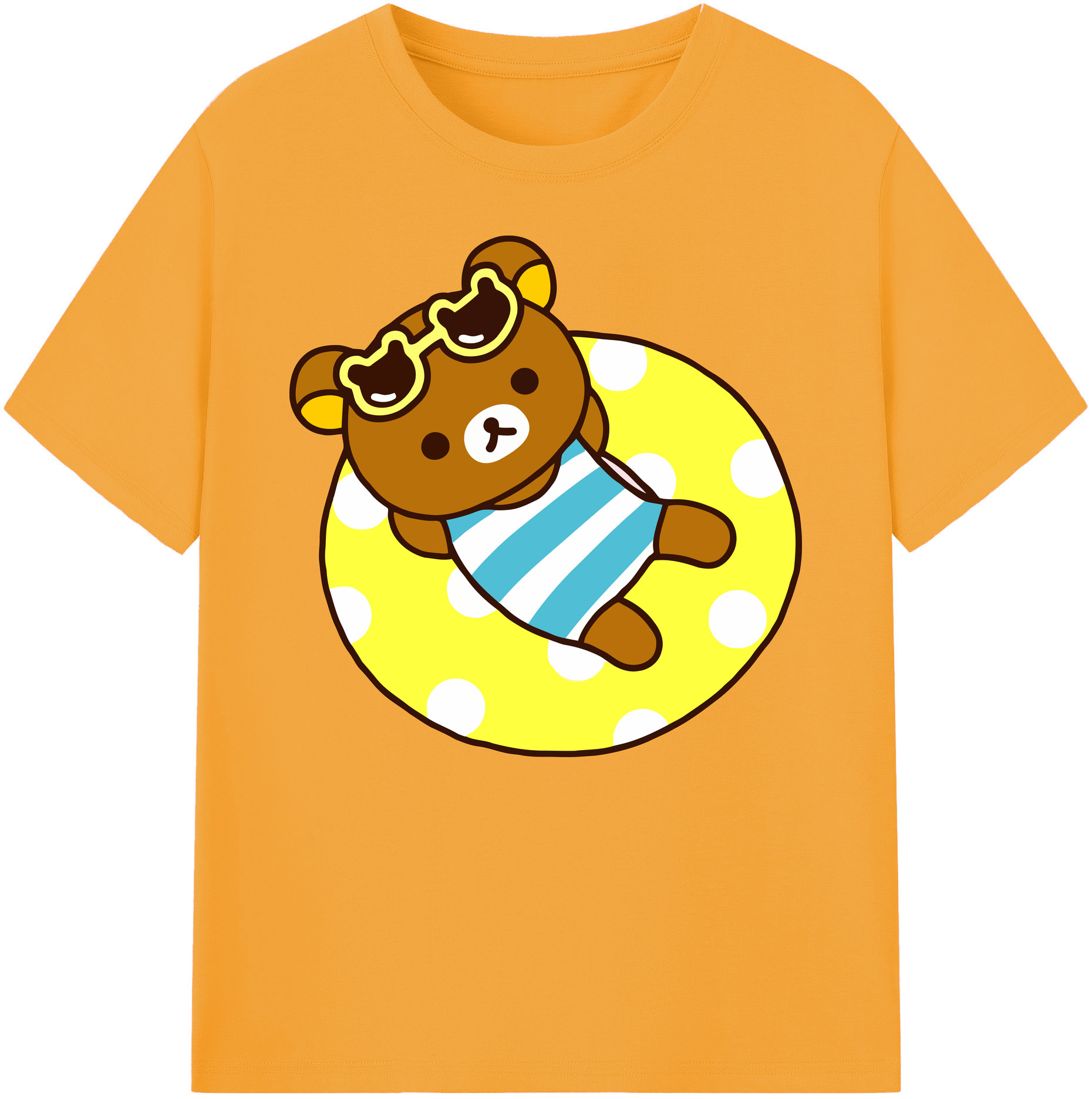（画像用） リラックマ リラックマ キイロイトリ Rilakkuma Korilakkuma Kiiroitori 綿100％ メンズ半袖Tシャツ｜肌触りやわらか＆通気性