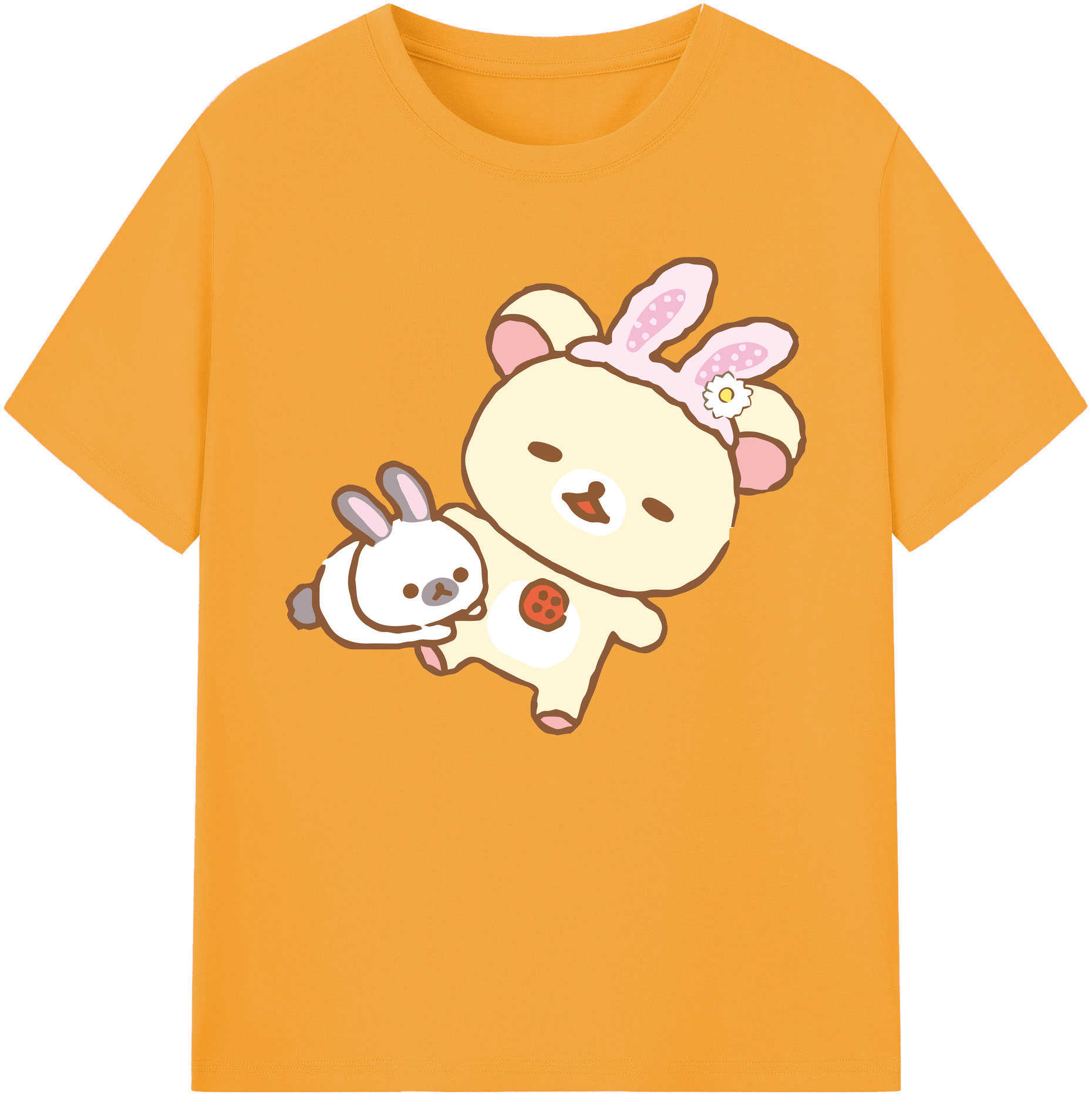 （画像用） リラックマ リラックマ キイロイトリ Rilakkuma Korilakkuma Kiiroitori 綿100％ メンズ半袖Tシャツ｜肌触りやわらか＆通気性