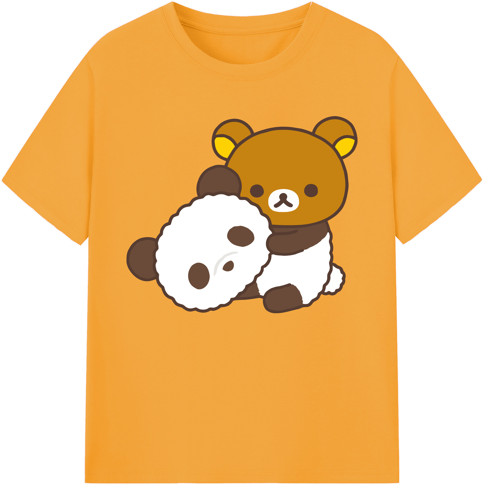（画像用） リラックマ リラックマ キイロイトリ Rilakkuma Korilakkuma Kiiroitori 綿100％ メンズ半袖Tシャツ｜肌触りやわらか＆通気性
