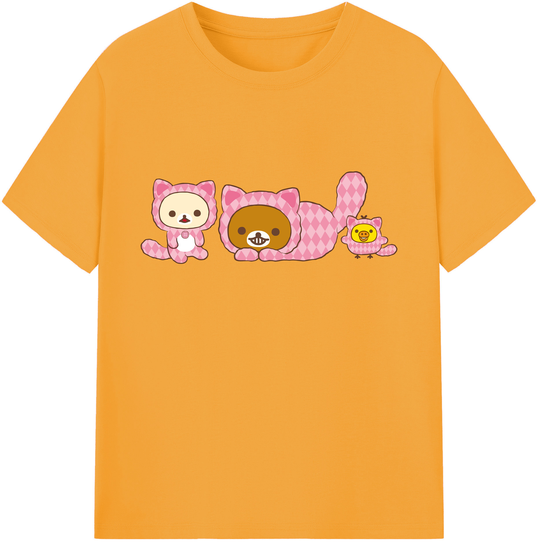 （画像用） リラックマ リラックマ キイロイトリ Rilakkuma Korilakkuma Kiiroitori 綿100％ メンズ半袖Tシャツ｜肌触りやわらか＆通気性