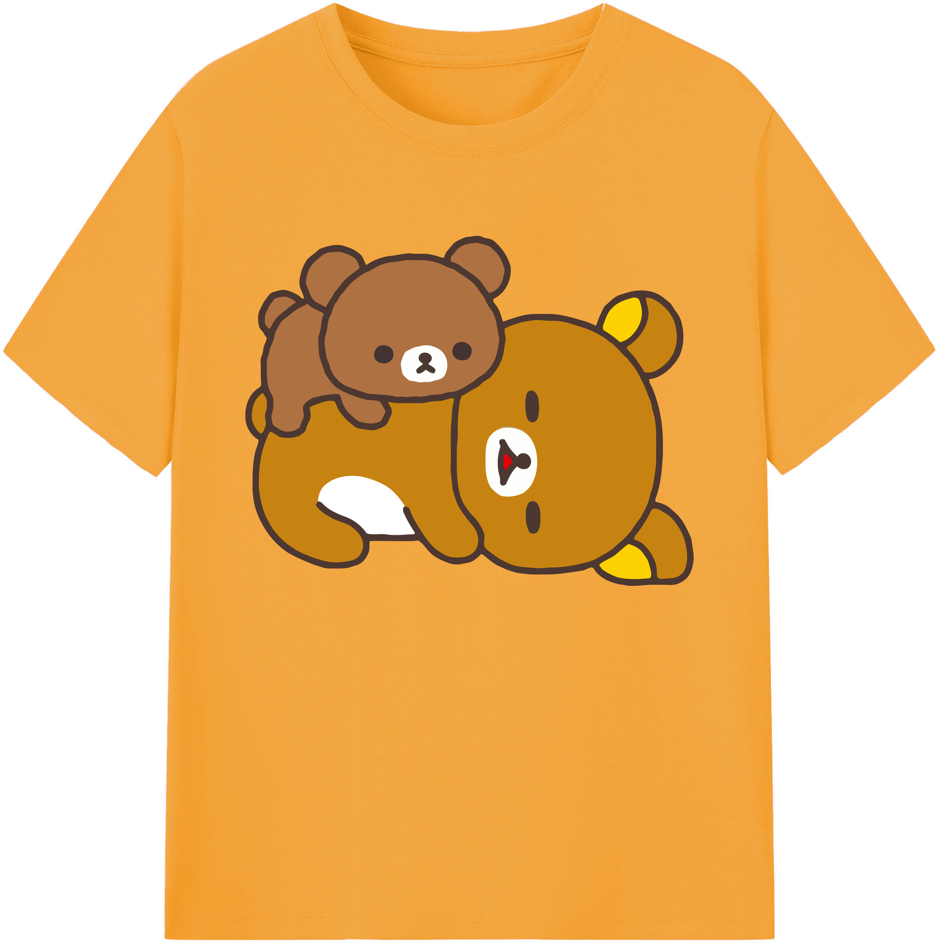 （画像用） リラックマ リラックマ キイロイトリ Rilakkuma Korilakkuma Kiiroitori 綿100％ メンズ半袖Tシャツ｜肌触りやわらか＆通気性