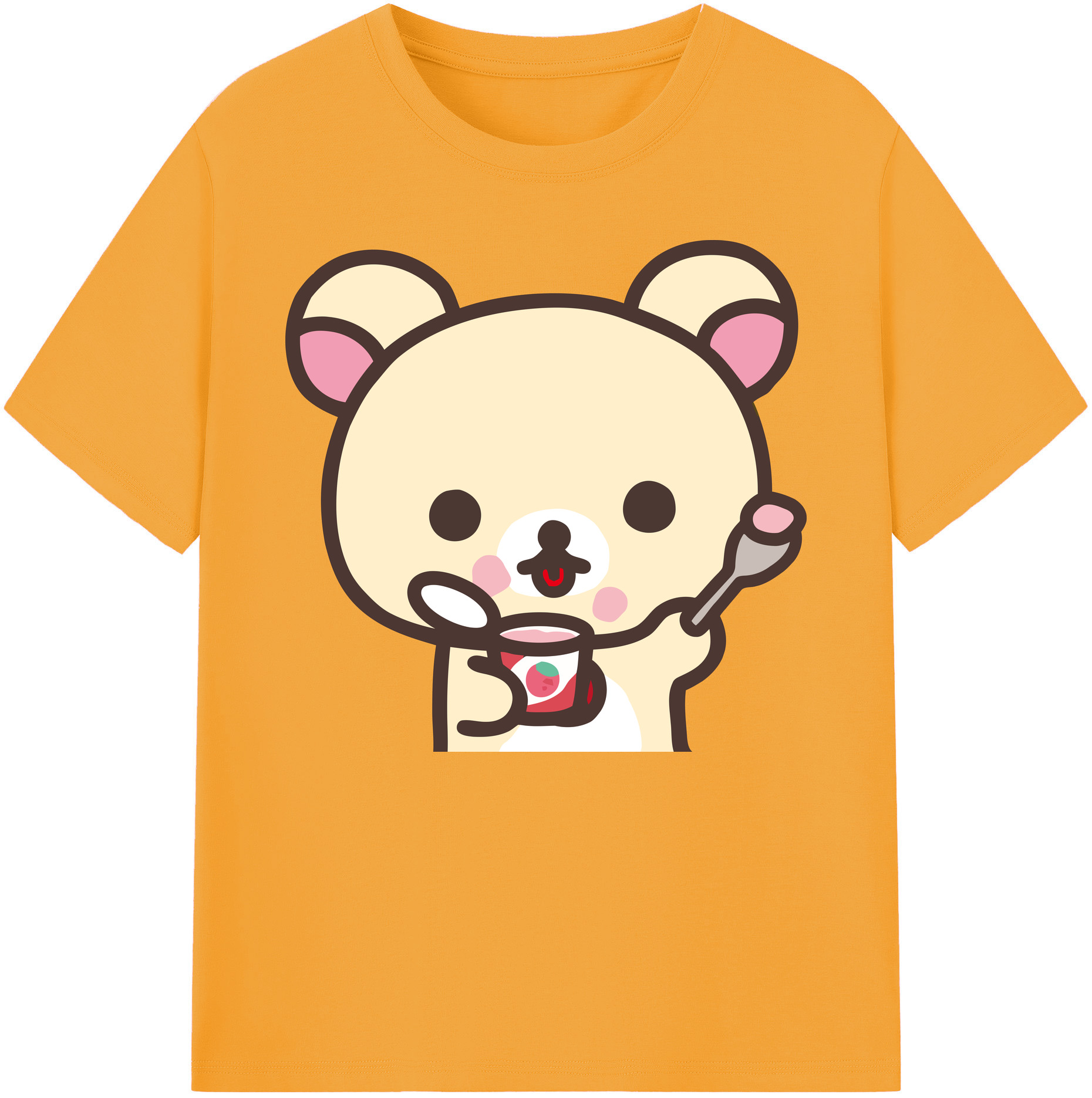 （画像用） リラックマ リラックマ キイロイトリ Rilakkuma Korilakkuma Kiiroitori 綿100％ メンズ半袖Tシャツ｜肌触りやわらか＆通気性