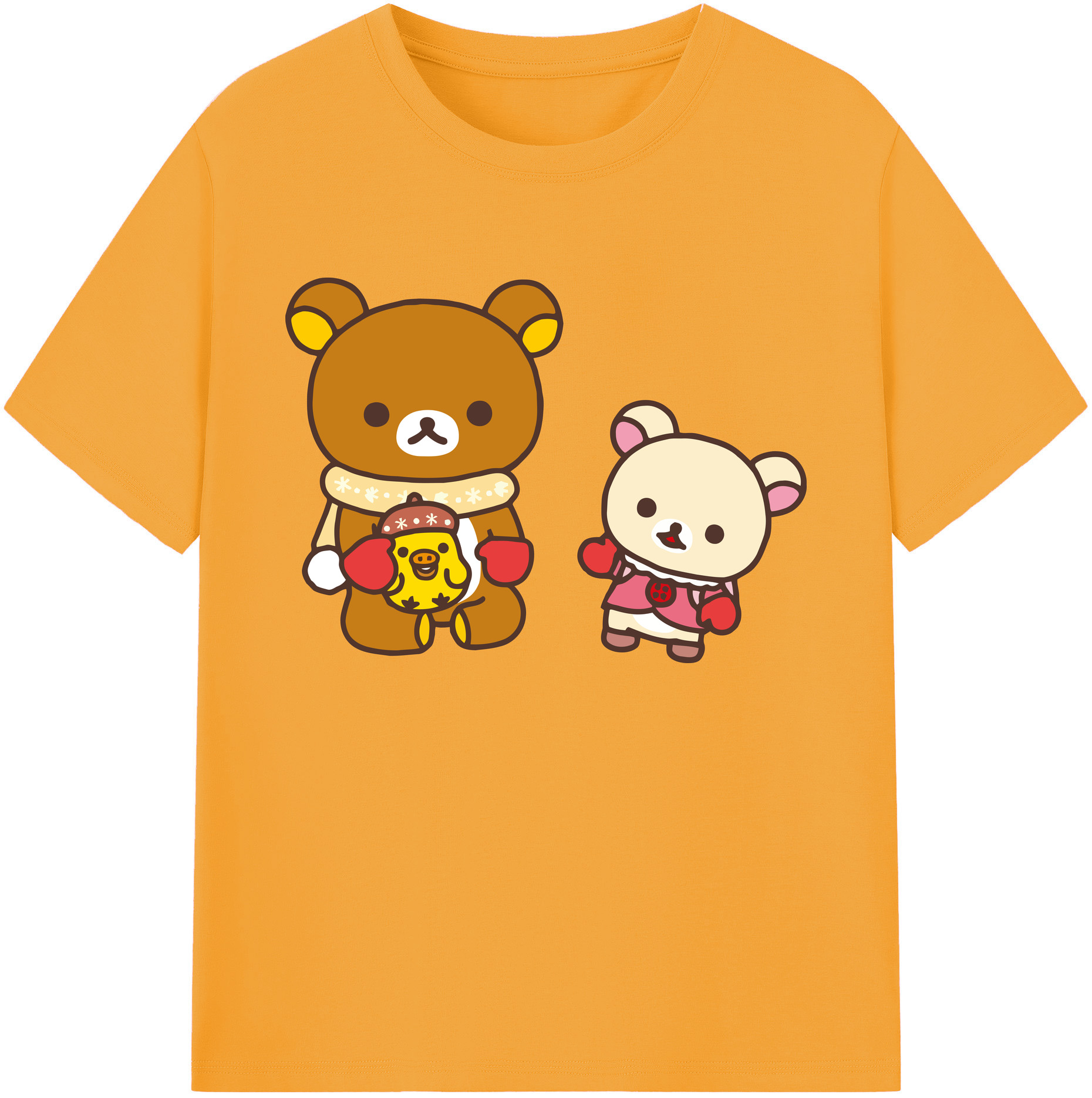 （画像用） リラックマ リラックマ キイロイトリ Rilakkuma Korilakkuma Kiiroitori 綿100％ メンズ半袖Tシャツ｜肌触りやわらか＆通気性