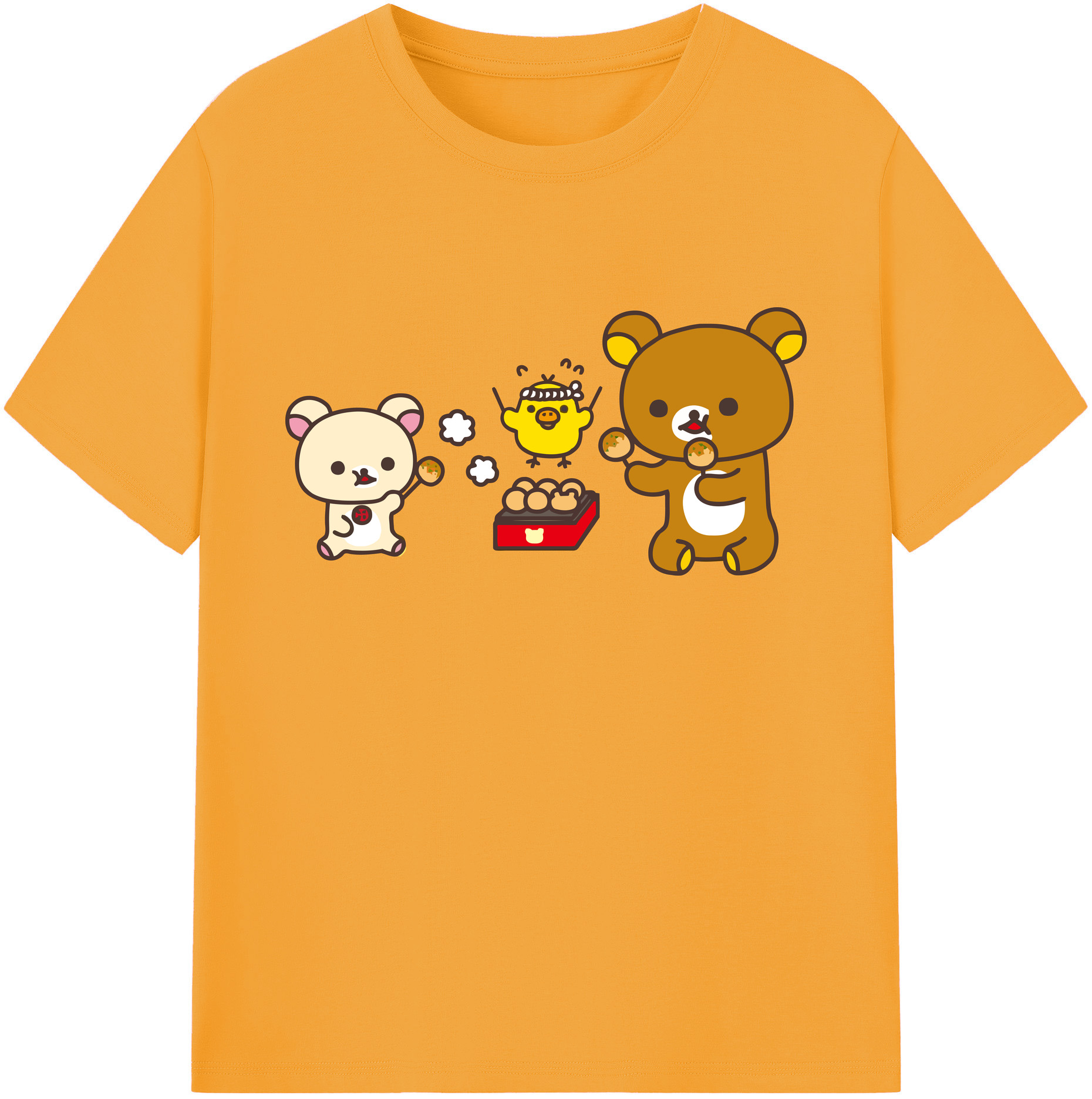 （画像用） リラックマ リラックマ キイロイトリ Rilakkuma Korilakkuma Kiiroitori 綿100％ メンズ半袖Tシャツ｜肌触りやわらか＆通気性