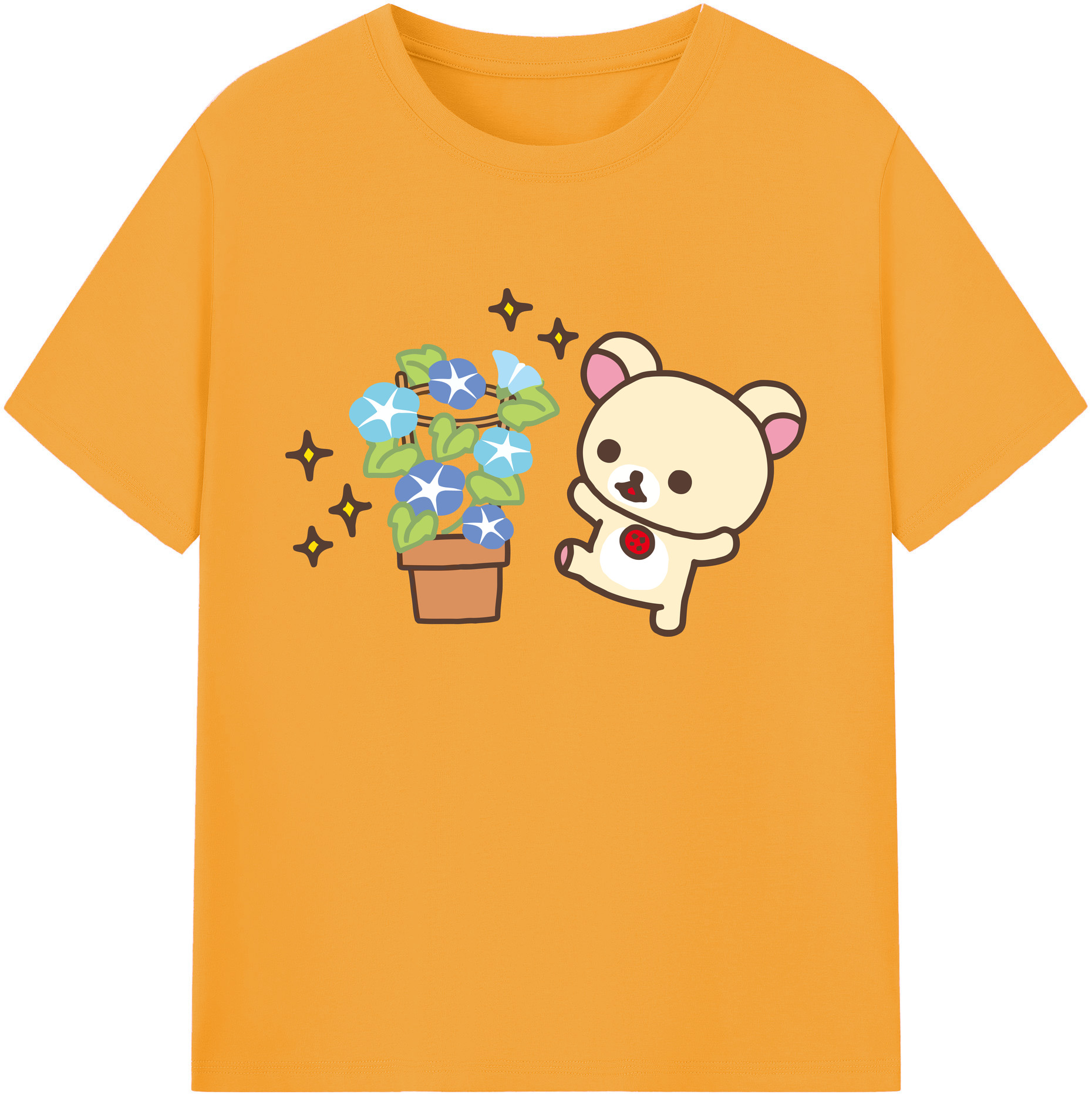 （画像用） リラックマ リラックマ キイロイトリ Rilakkuma Korilakkuma Kiiroitori 綿100％ メンズ半袖Tシャツ｜肌触りやわらか＆通気性