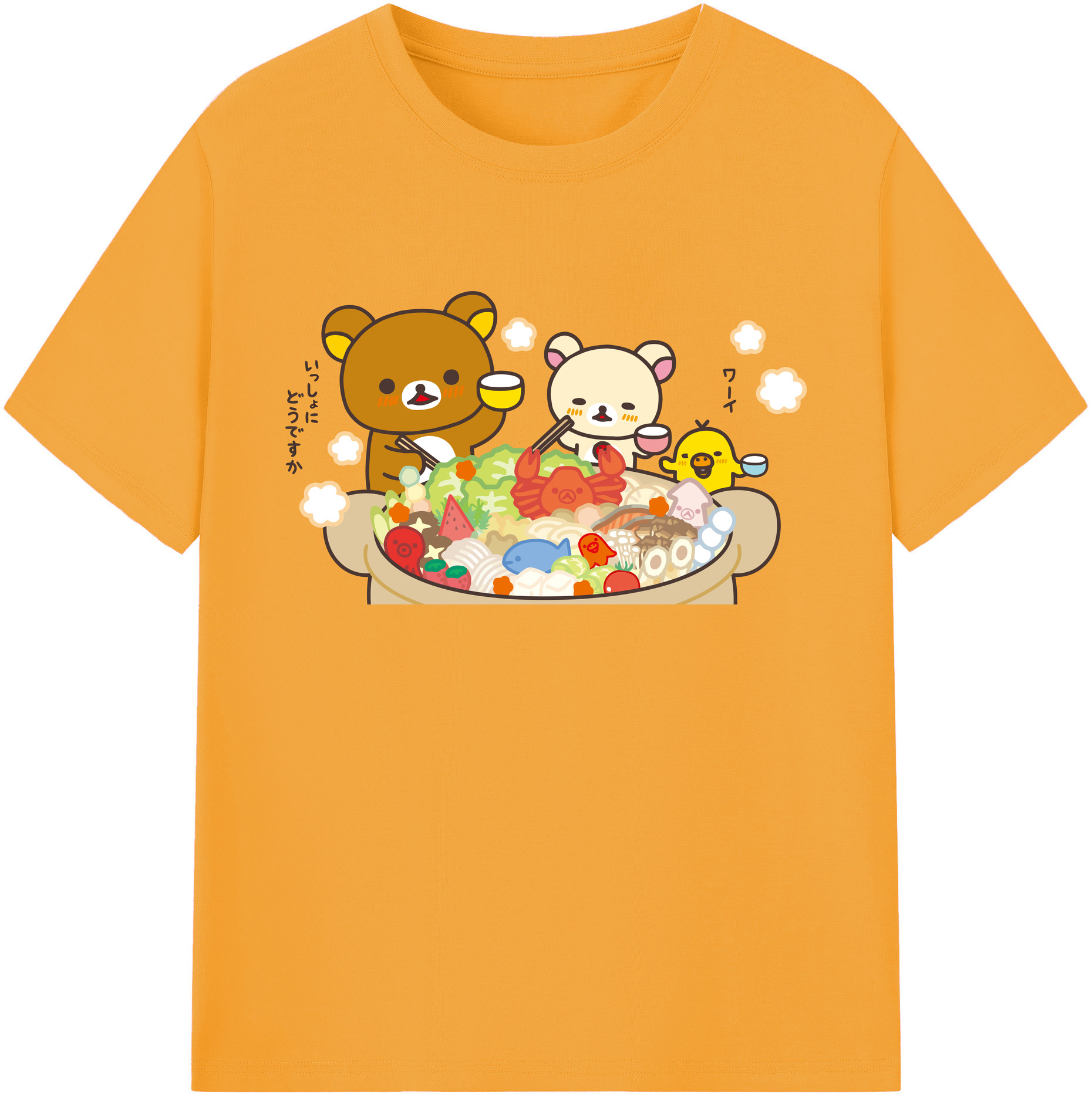 （画像用） リラックマ リラックマ キイロイトリ Rilakkuma Korilakkuma Kiiroitori 綿100％ メンズ半袖Tシャツ｜肌触りやわらか＆通気性