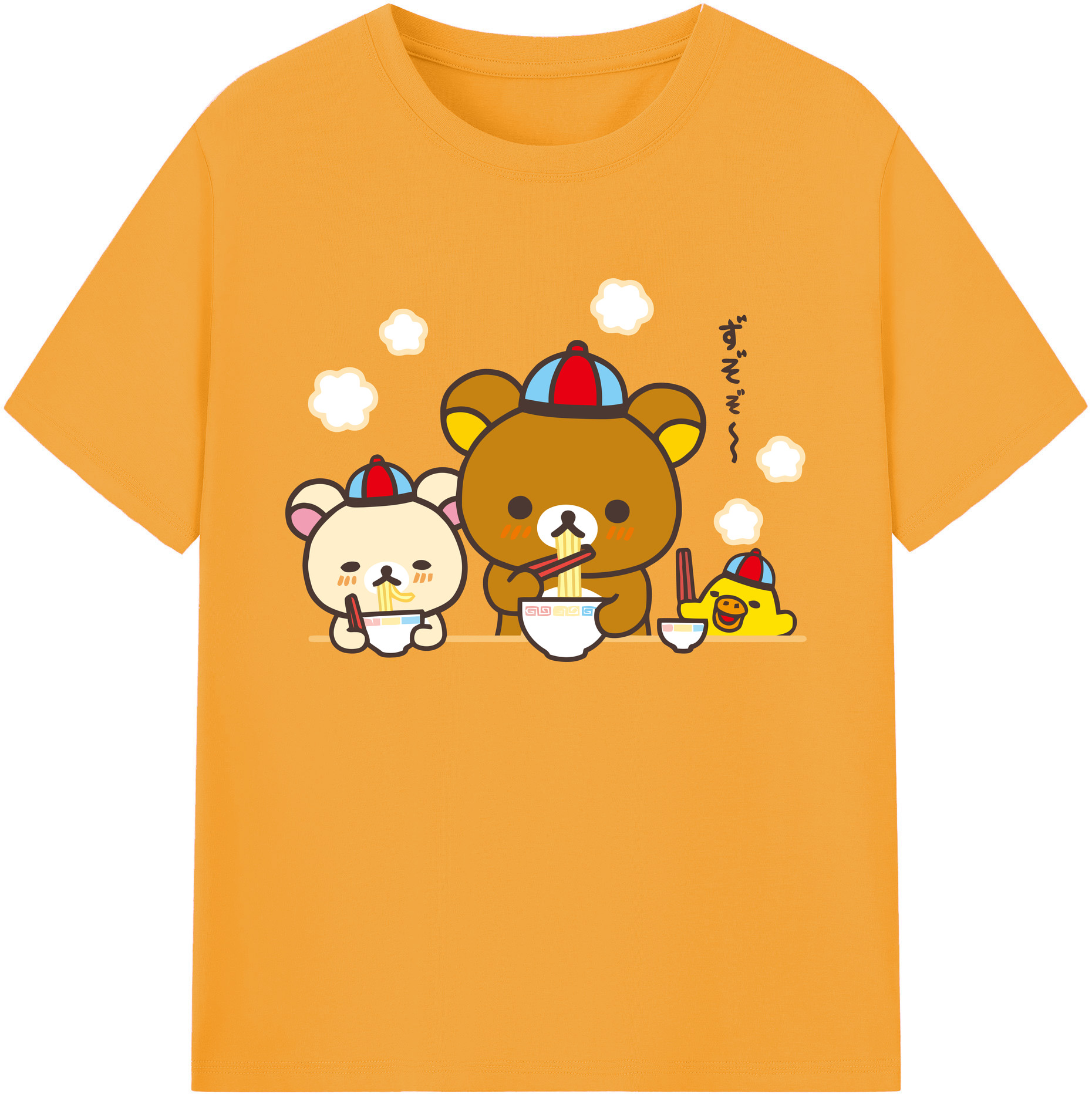 （画像用） リラックマ リラックマ キイロイトリ Rilakkuma Korilakkuma Kiiroitori 綿100％ メンズ半袖Tシャツ｜肌触りやわらか＆通気性
