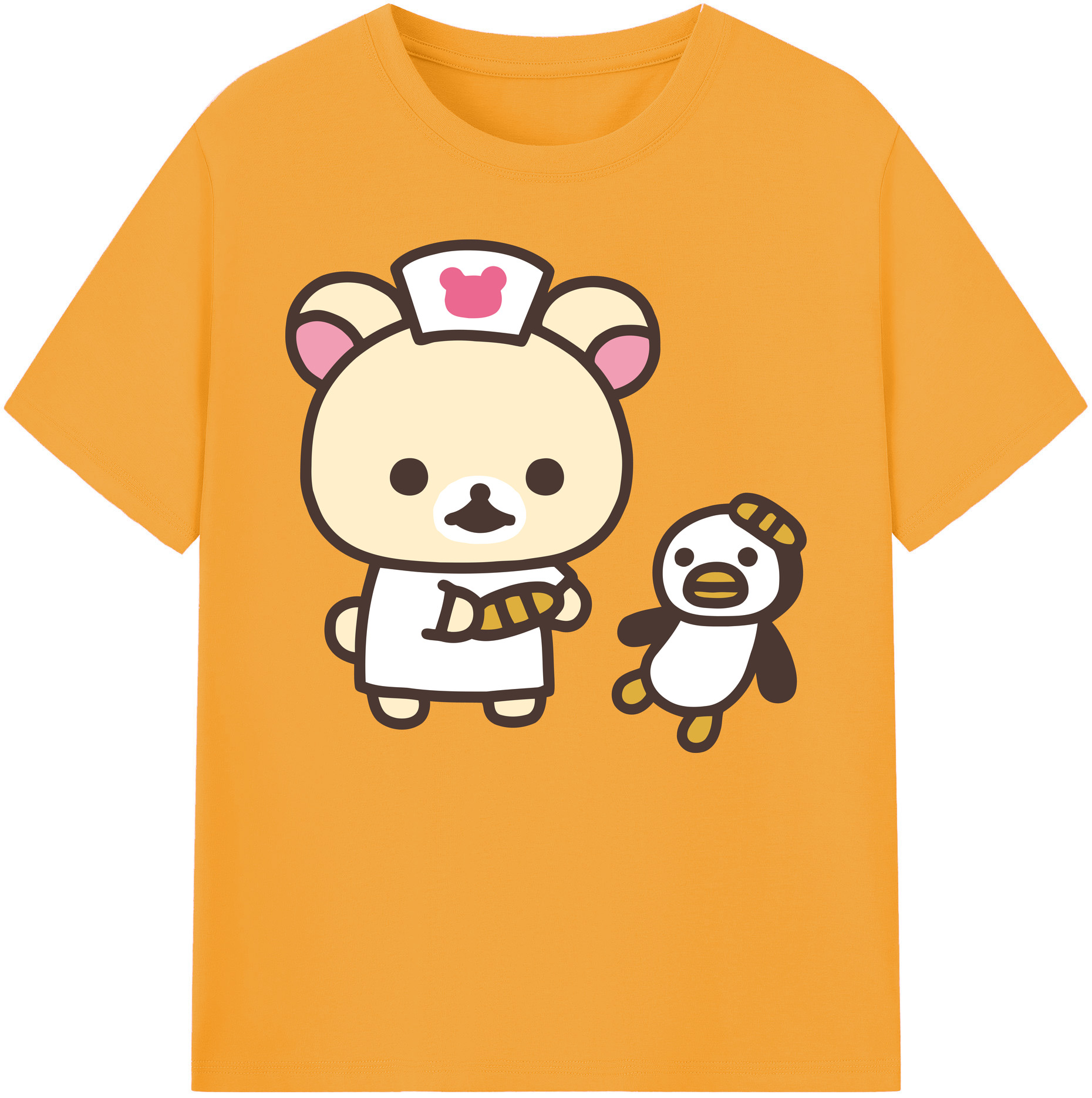 （画像用） リラックマ リラックマ キイロイトリ Rilakkuma Korilakkuma Kiiroitori 綿100％ メンズ半袖Tシャツ｜肌触りやわらか＆通気性