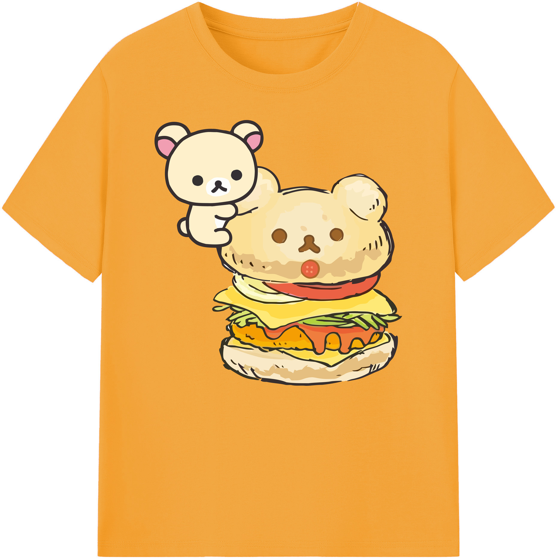 （画像用） リラックマ リラックマ キイロイトリ Rilakkuma Korilakkuma Kiiroitori 綿100％ メンズ半袖Tシャツ｜肌触りやわらか＆通気性