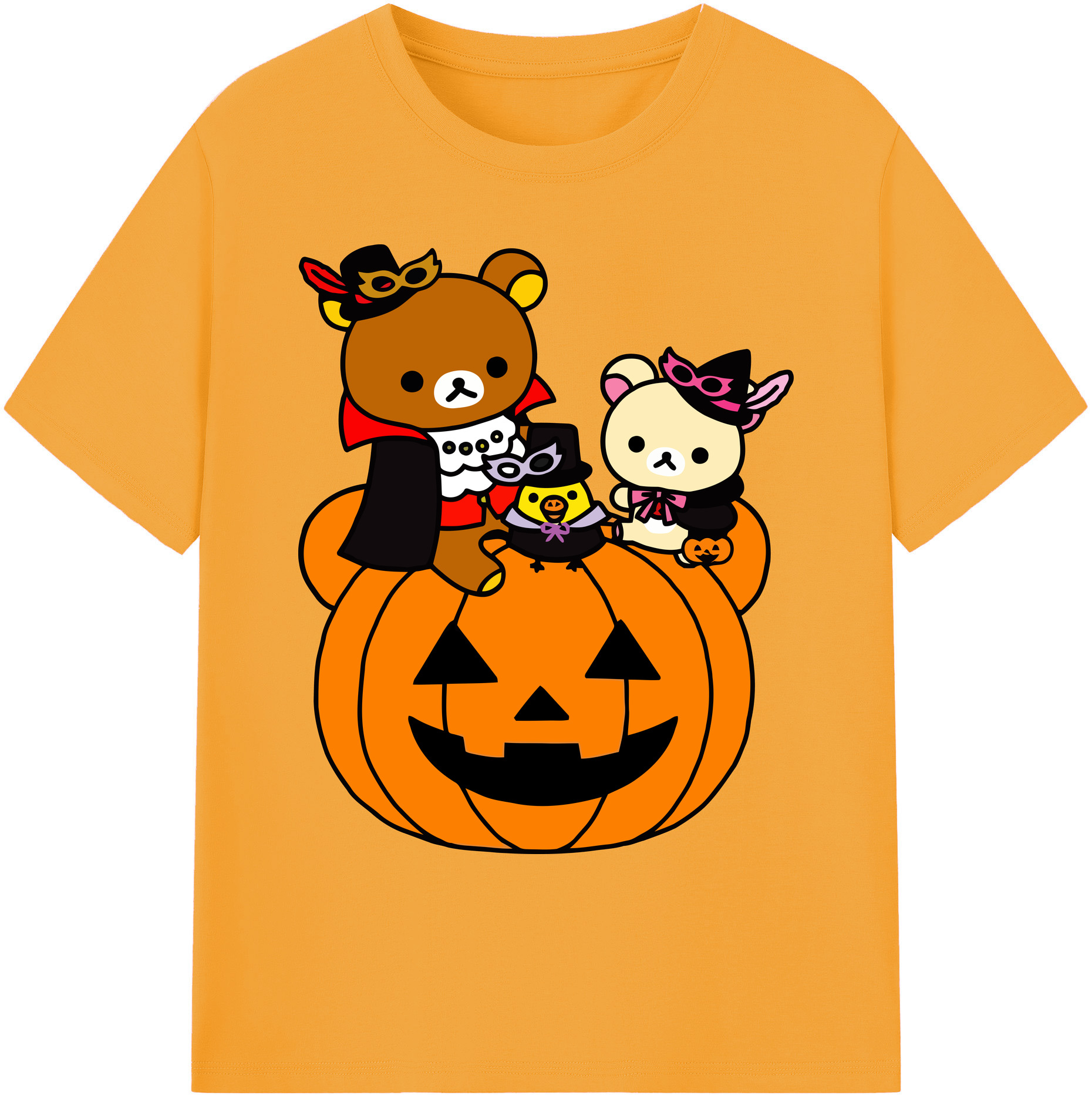 （画像用） リラックマ リラックマ キイロイトリ Rilakkuma Korilakkuma Kiiroitori 綿100％ メンズ半袖Tシャツ｜肌触りやわらか＆通気性