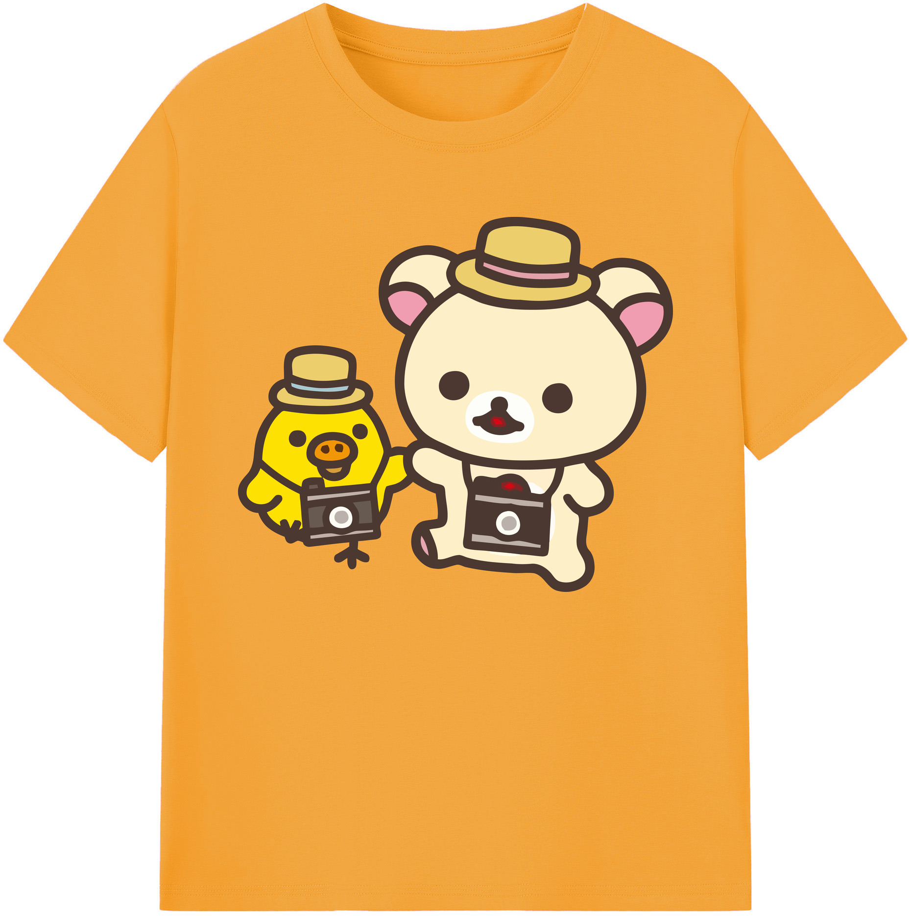 （画像用） リラックマ リラックマ キイロイトリ Rilakkuma Korilakkuma Kiiroitori 綿100％ メンズ半袖Tシャツ｜肌触りやわらか＆通気性