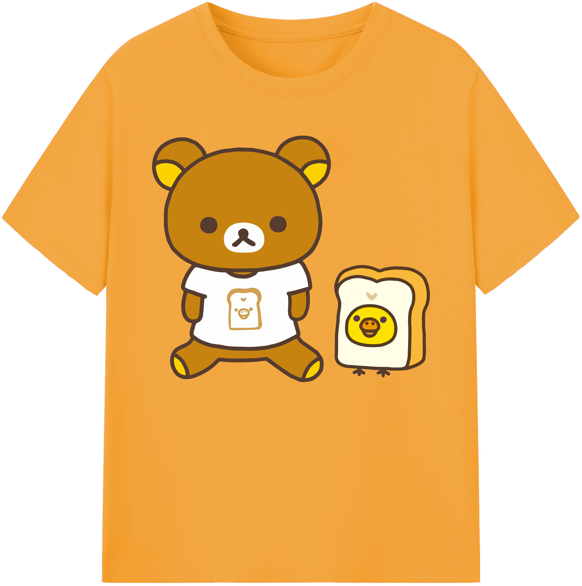 （画像用） リラックマ リラックマ キイロイトリ Rilakkuma Korilakkuma Kiiroitori 綿100％ メンズ半袖Tシャツ｜肌触りやわらか＆通気性