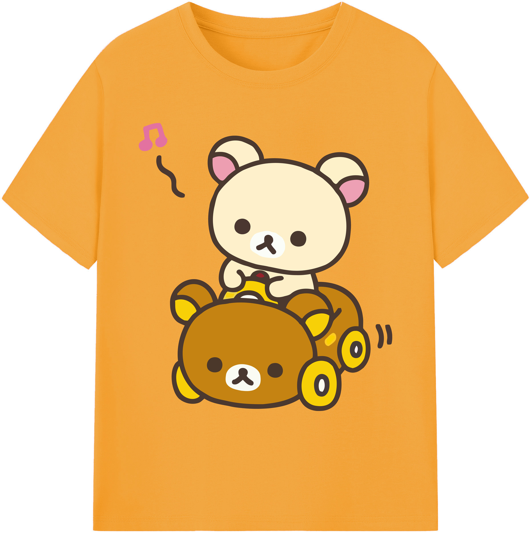 （画像用） リラックマ リラックマ キイロイトリ Rilakkuma Korilakkuma Kiiroitori 綿100％ メンズ半袖Tシャツ｜肌触りやわらか＆通気性