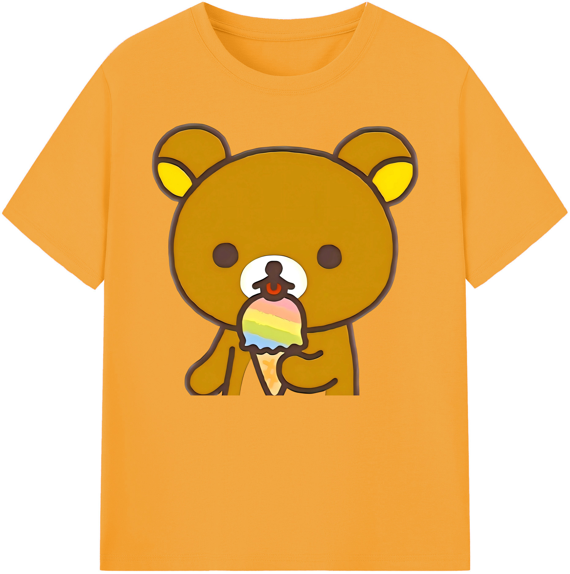 （画像用） リラックマ リラックマ キイロイトリ Rilakkuma Korilakkuma Kiiroitori 綿100％ メンズ半袖Tシャツ｜肌触りやわらか＆通気性