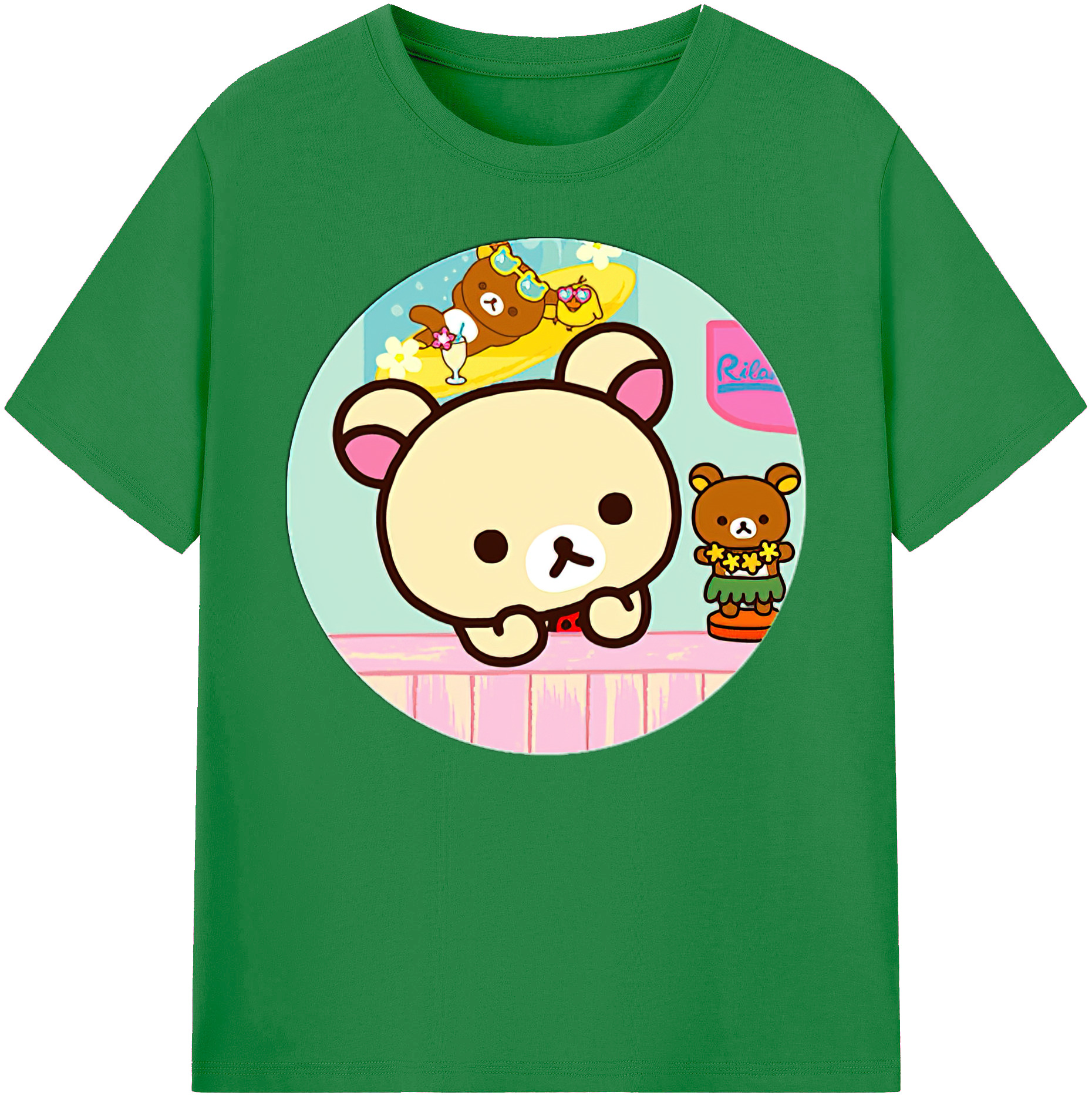 （画像用） リラックマ リラックマ キイロイトリ Rilakkuma Korilakkuma Kiiroitori 綿100％ メンズ半袖Tシャツ｜肌触りやわらか＆通気性
