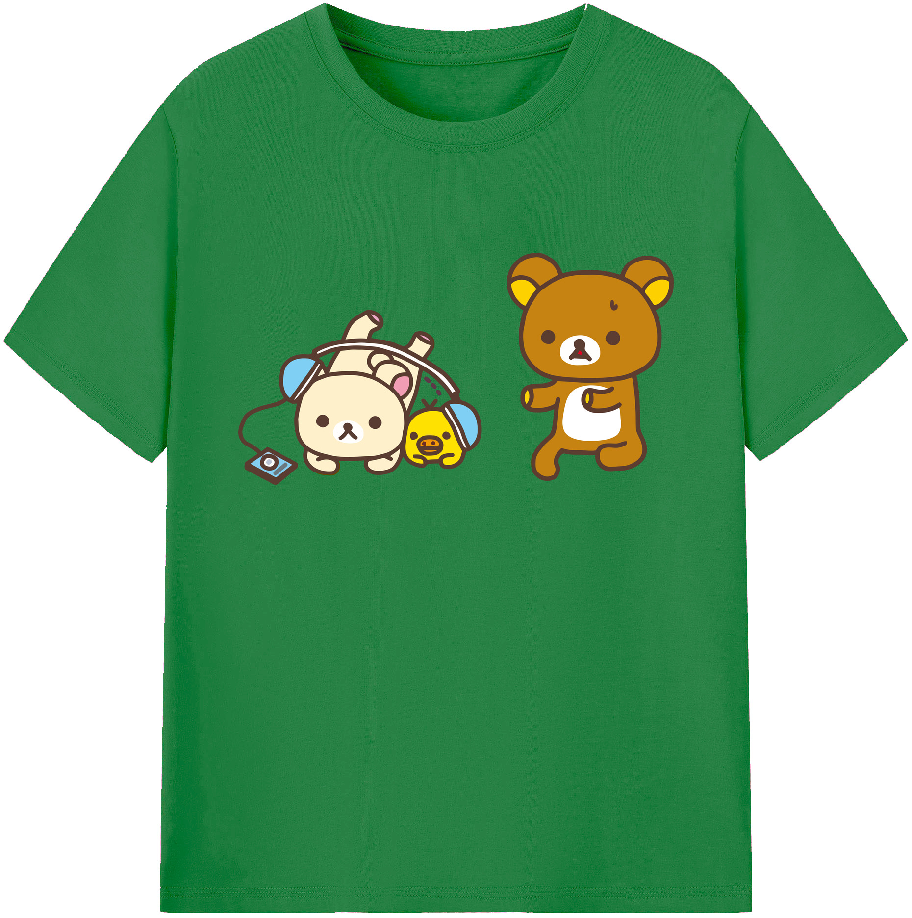 （画像用） リラックマ リラックマ キイロイトリ Rilakkuma Korilakkuma Kiiroitori 綿100％ メンズ半袖Tシャツ｜肌触りやわらか＆通気性