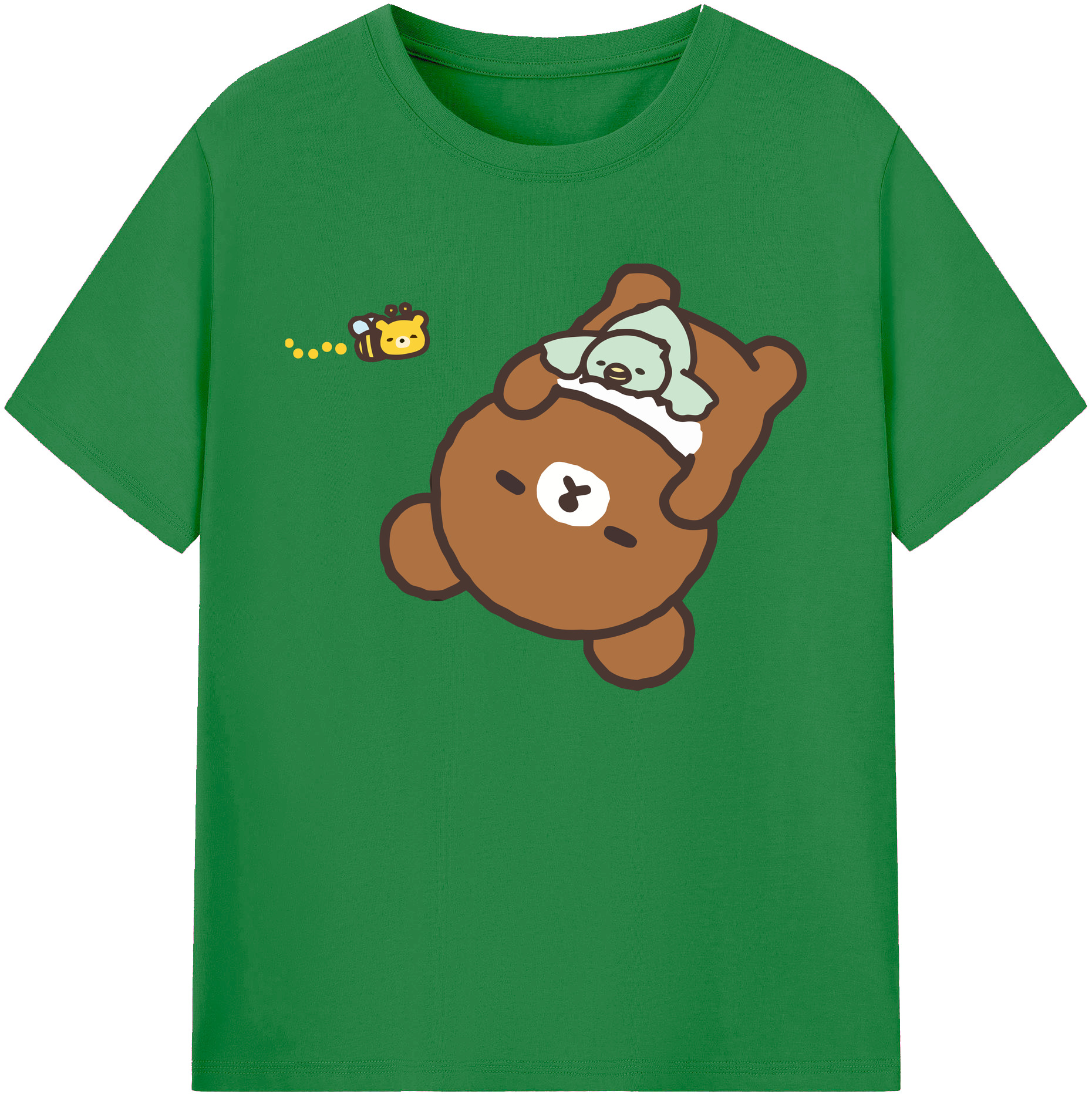 （画像用） リラックマ リラックマ キイロイトリ Rilakkuma Korilakkuma Kiiroitori 綿100％ メンズ半袖Tシャツ｜肌触りやわらか＆通気性