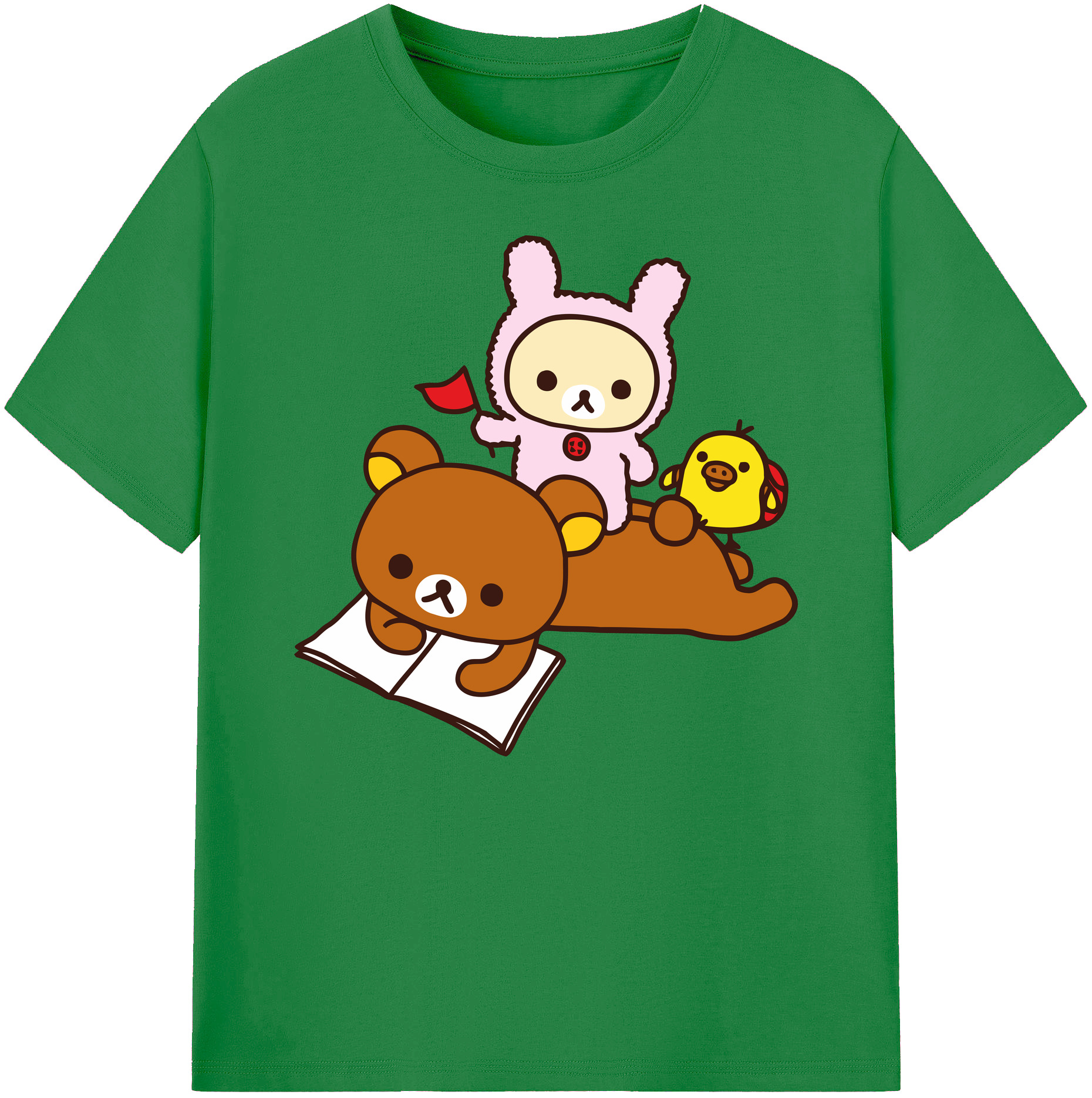 （画像用） リラックマ リラックマ キイロイトリ Rilakkuma Korilakkuma Kiiroitori 綿100％ メンズ半袖Tシャツ｜肌触りやわらか＆通気性