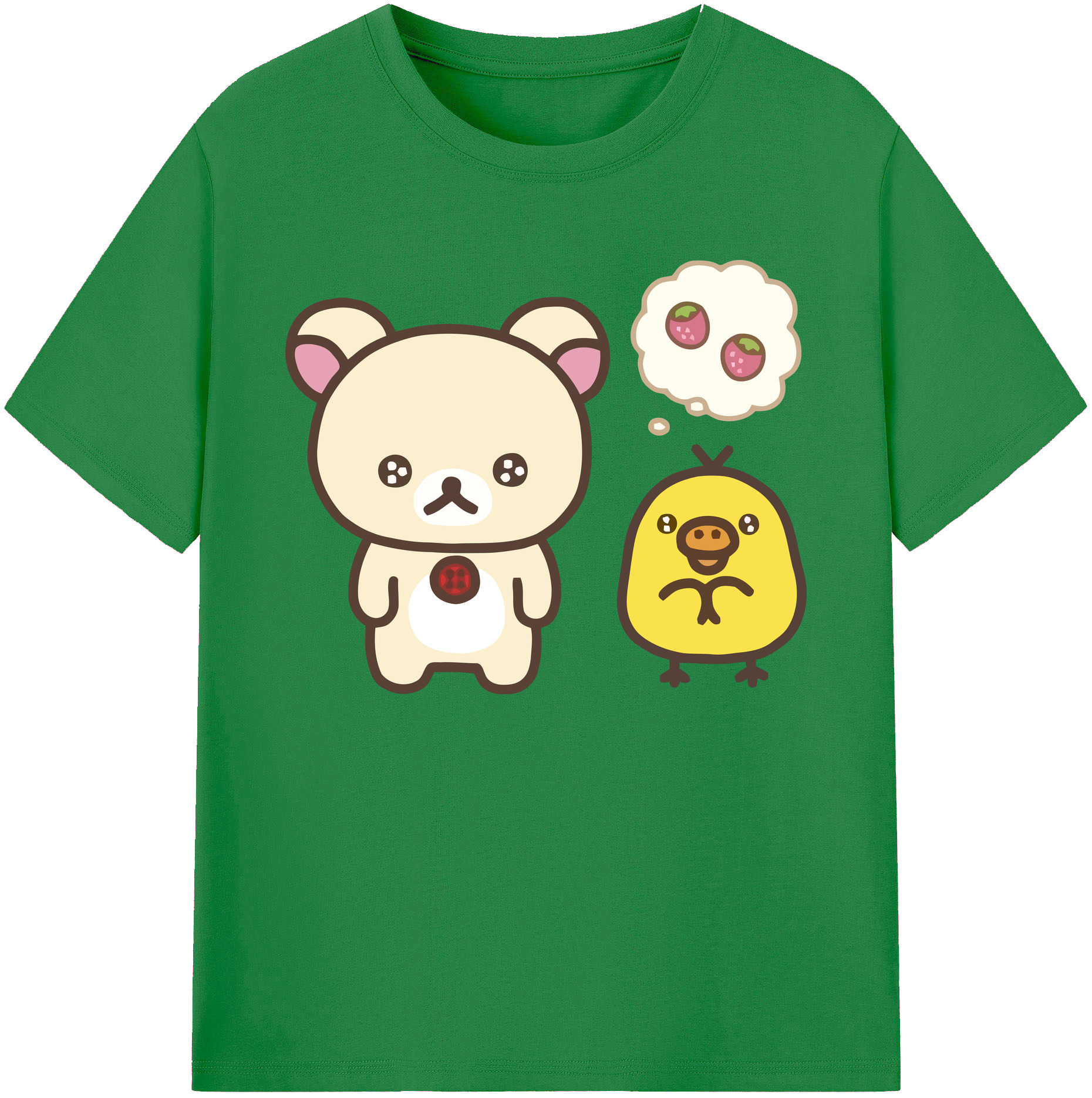 （画像用） リラックマ リラックマ キイロイトリ Rilakkuma Korilakkuma Kiiroitori 綿100％ メンズ半袖Tシャツ｜肌触りやわらか＆通気性