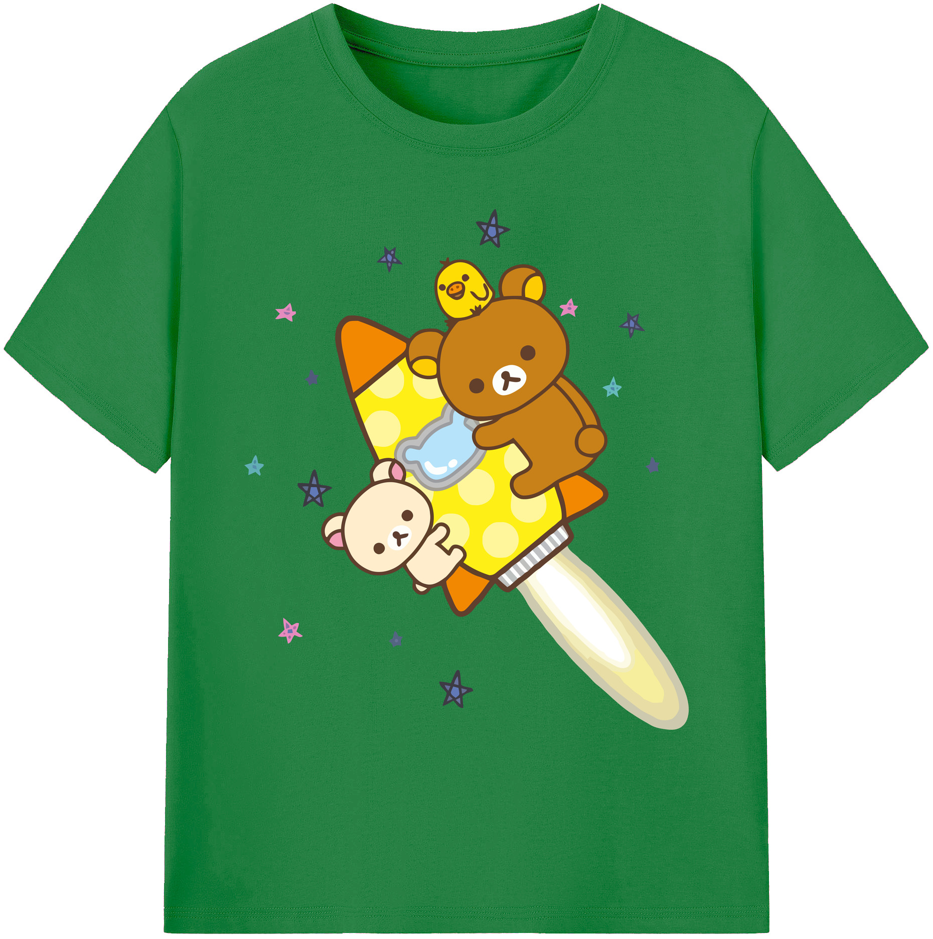（画像用） リラックマ リラックマ キイロイトリ Rilakkuma Korilakkuma Kiiroitori 綿100％ メンズ半袖Tシャツ｜肌触りやわらか＆通気性