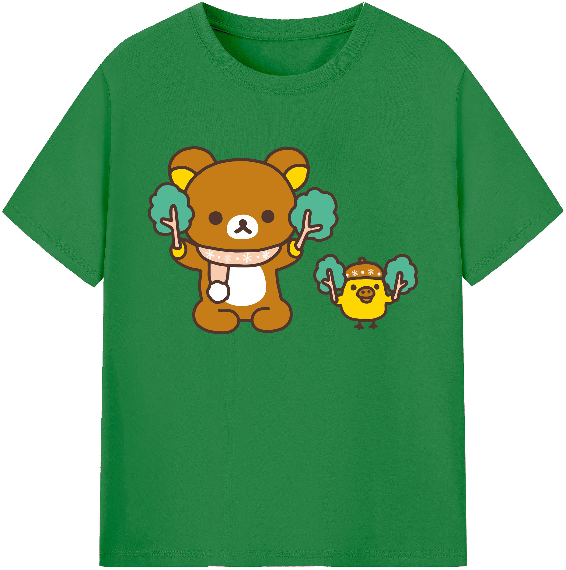 （画像用） リラックマ リラックマ キイロイトリ Rilakkuma Korilakkuma Kiiroitori 綿100％ メンズ半袖Tシャツ｜肌触りやわらか＆通気性