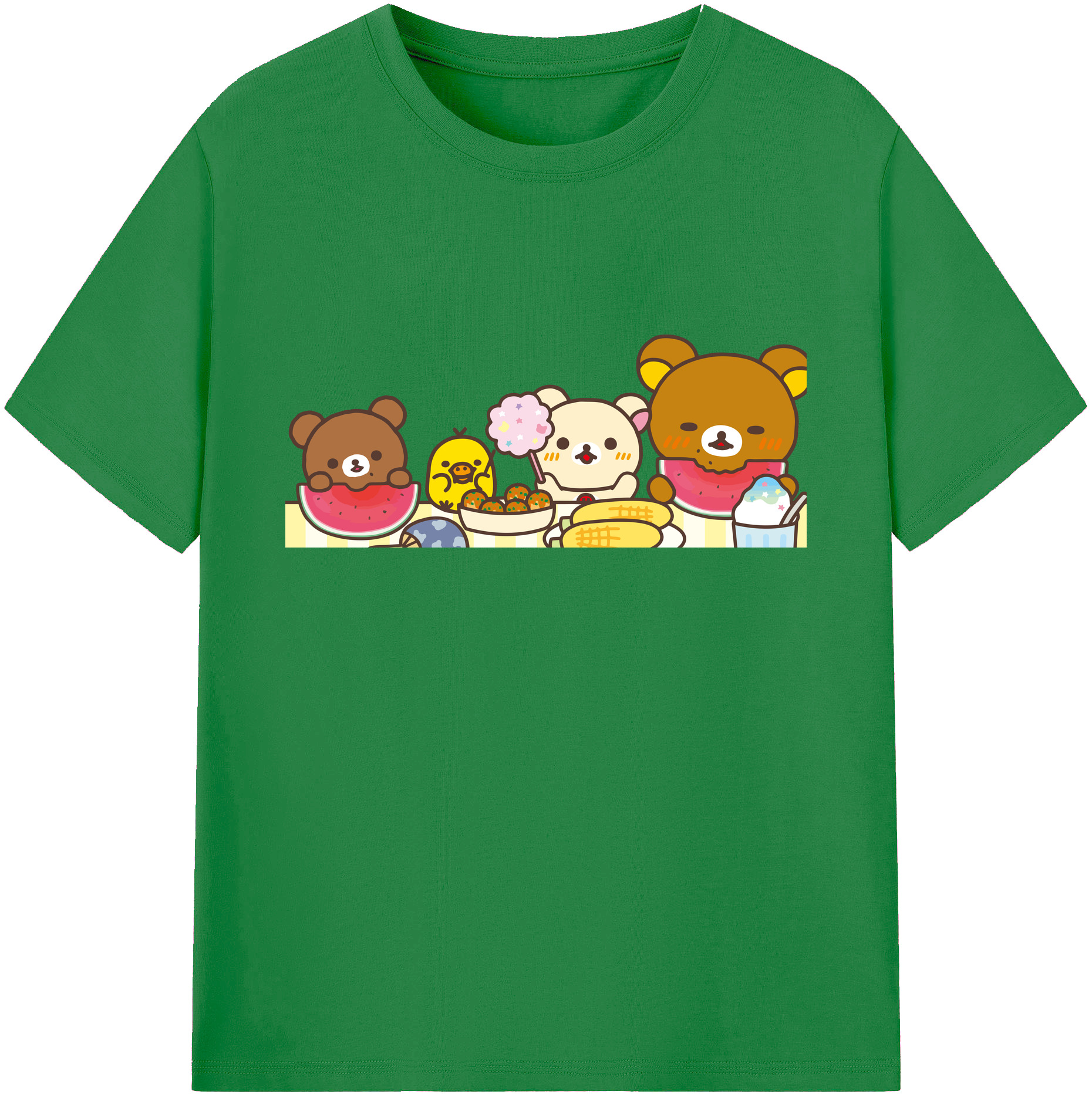 （画像用） リラックマ リラックマ キイロイトリ Rilakkuma Korilakkuma Kiiroitori 綿100％ メンズ半袖Tシャツ｜肌触りやわらか＆通気性