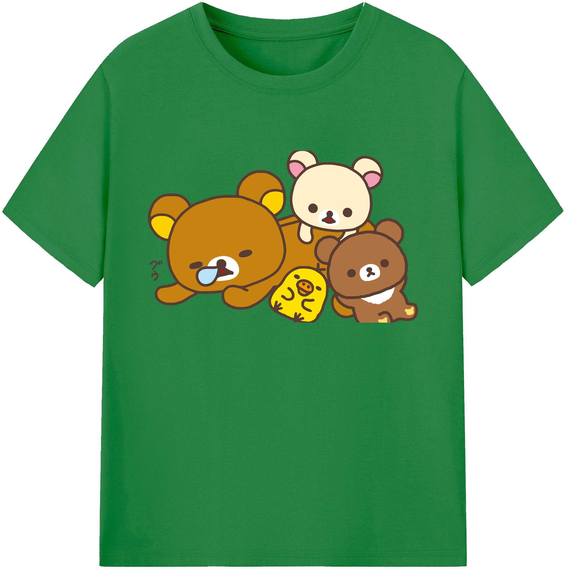 （画像用） リラックマ リラックマ キイロイトリ Rilakkuma Korilakkuma Kiiroitori 綿100％ メンズ半袖Tシャツ｜肌触りやわらか＆通気性