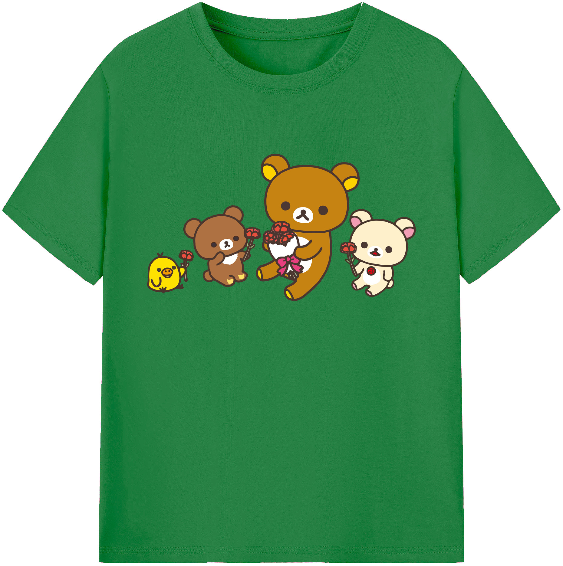（画像用） リラックマ リラックマ キイロイトリ Rilakkuma Korilakkuma Kiiroitori 綿100％ メンズ半袖Tシャツ｜肌触りやわらか＆通気性