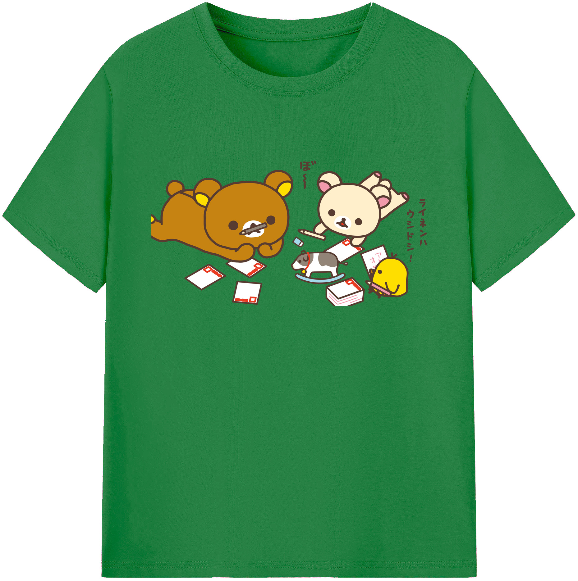 （画像用） リラックマ リラックマ キイロイトリ Rilakkuma Korilakkuma Kiiroitori 綿100％ メンズ半袖Tシャツ｜肌触りやわらか＆通気性