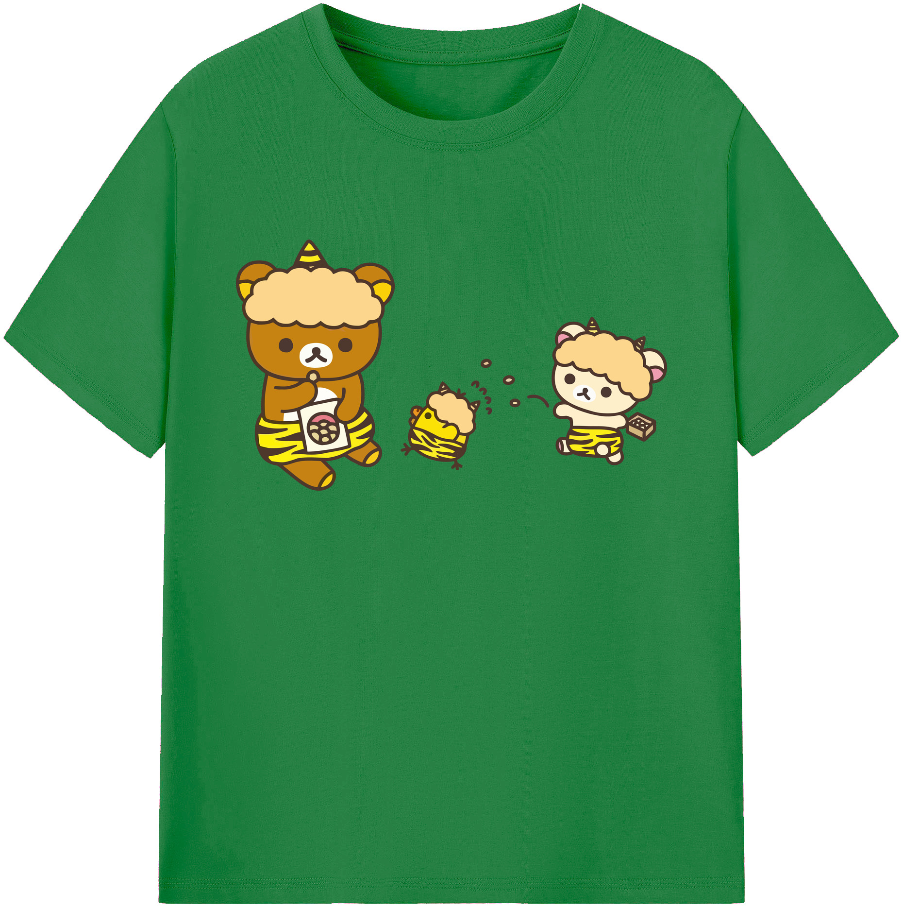 （画像用） リラックマ リラックマ キイロイトリ Rilakkuma Korilakkuma Kiiroitori 綿100％ メンズ半袖Tシャツ｜肌触りやわらか＆通気性