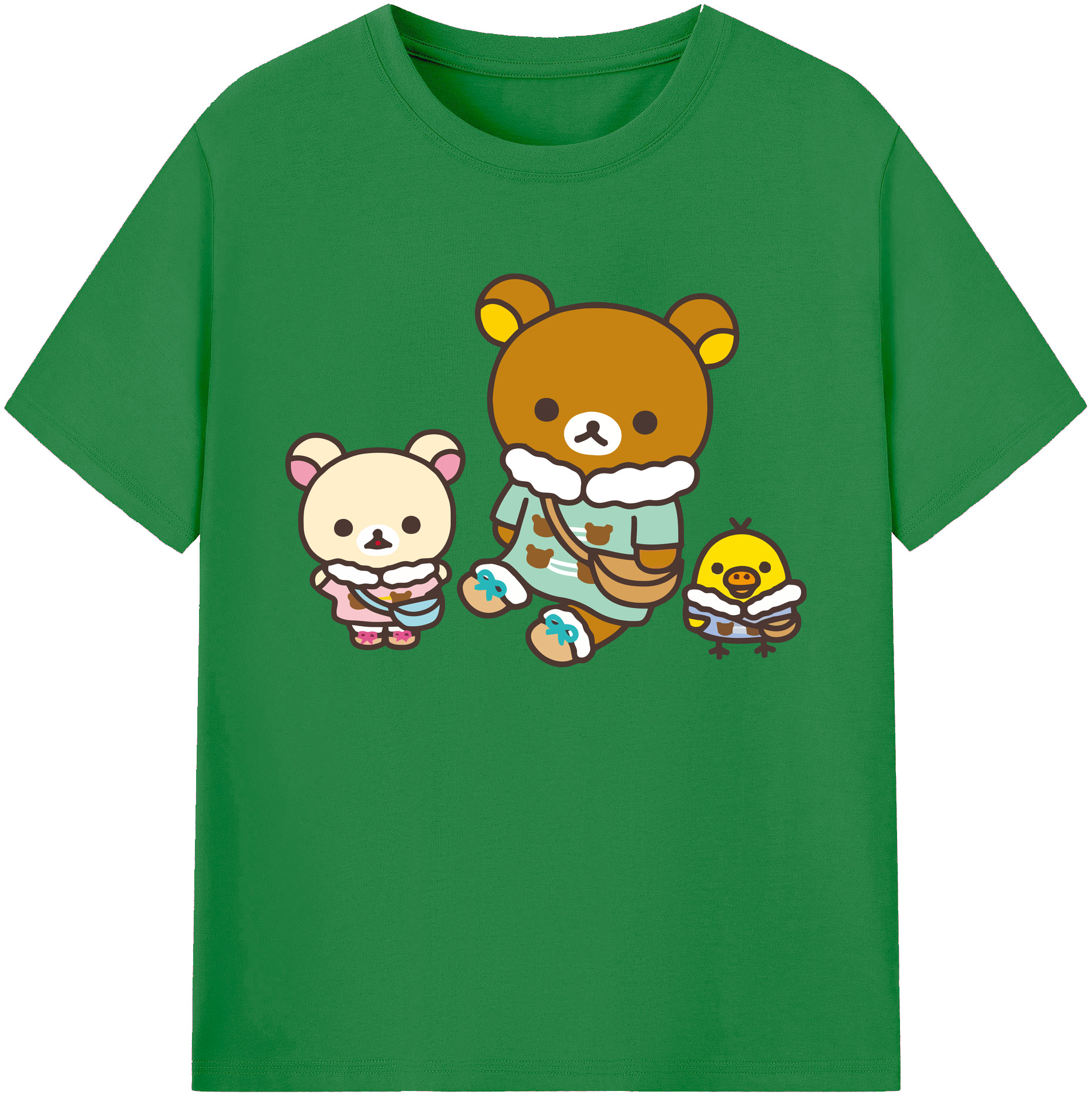 （画像用） リラックマ リラックマ キイロイトリ Rilakkuma Korilakkuma Kiiroitori 綿100％ メンズ半袖Tシャツ｜肌触りやわらか＆通気性