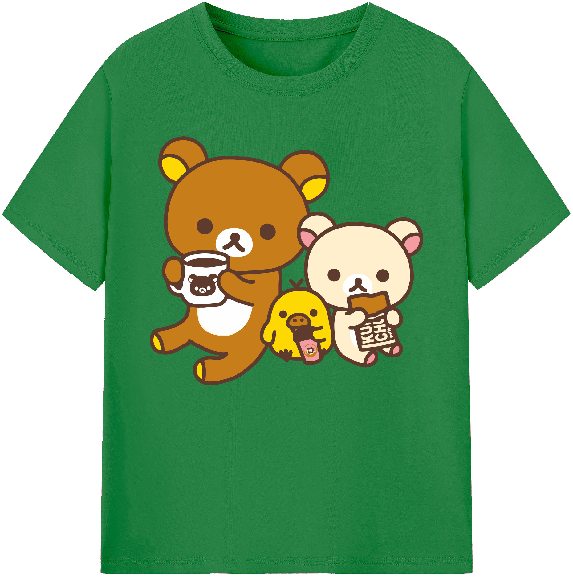 （画像用） リラックマ リラックマ キイロイトリ Rilakkuma Korilakkuma Kiiroitori 綿100％ メンズ半袖Tシャツ｜肌触りやわらか＆通気性