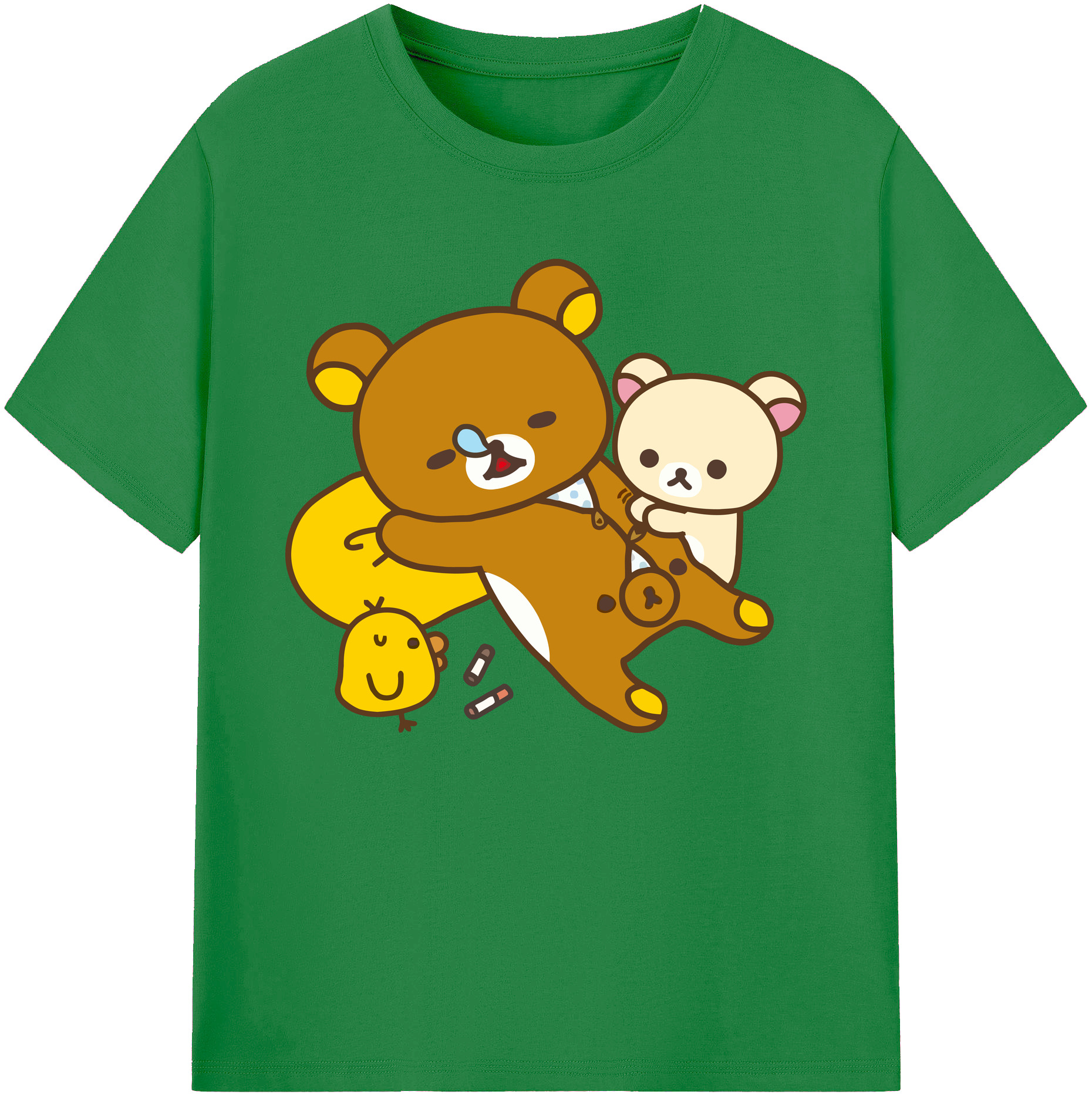 （画像用） リラックマ リラックマ キイロイトリ Rilakkuma Korilakkuma Kiiroitori 綿100％ メンズ半袖Tシャツ｜肌触りやわらか＆通気性